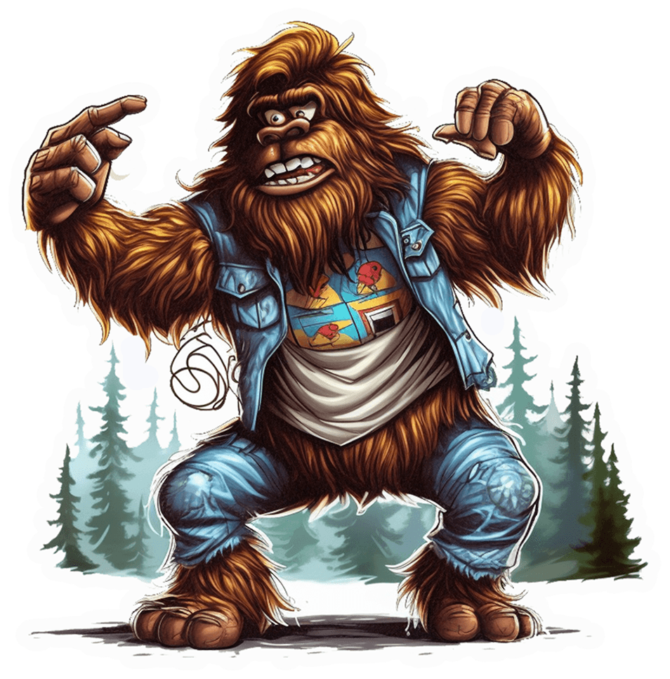 Denim-Clad Bigfoot Sticker