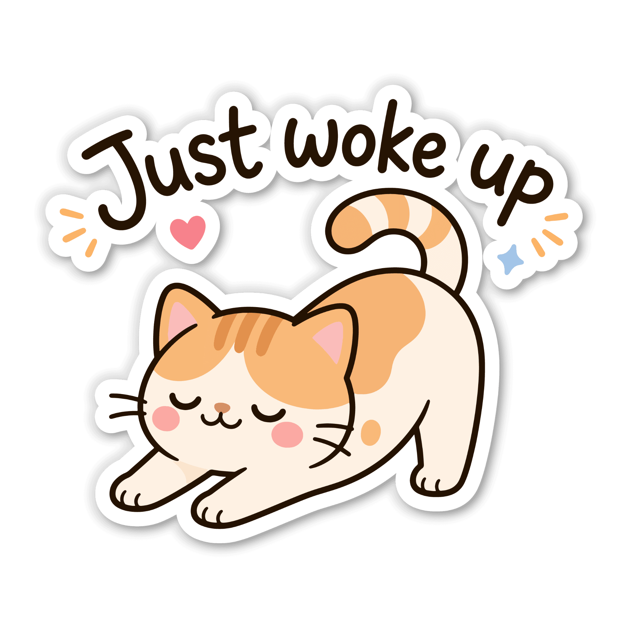 Just Woke Up Stretching Kitty Sticker