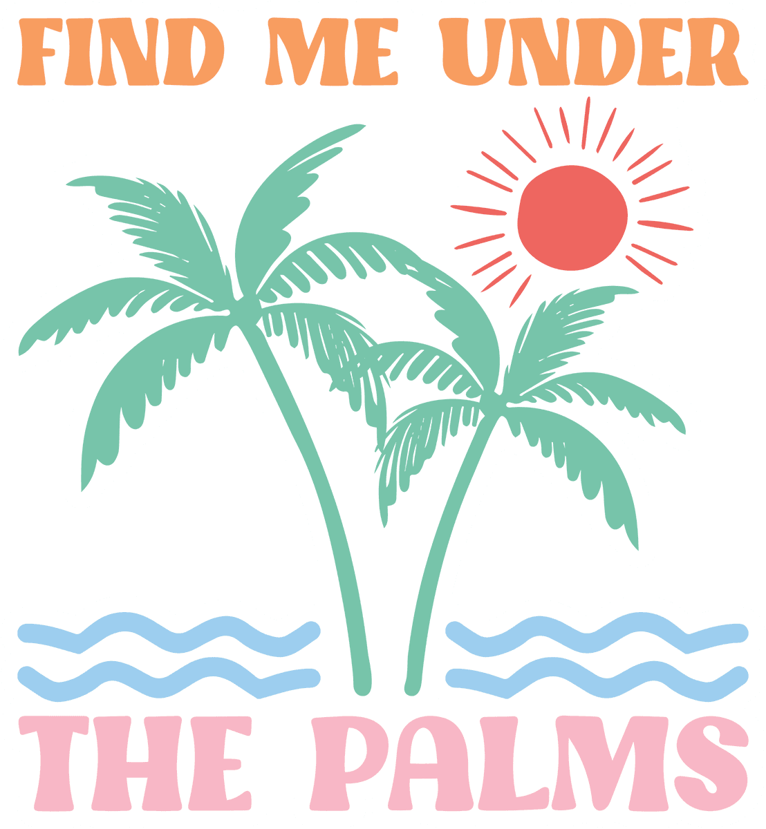 Find Me Under The Palms Retro Beach Sticker