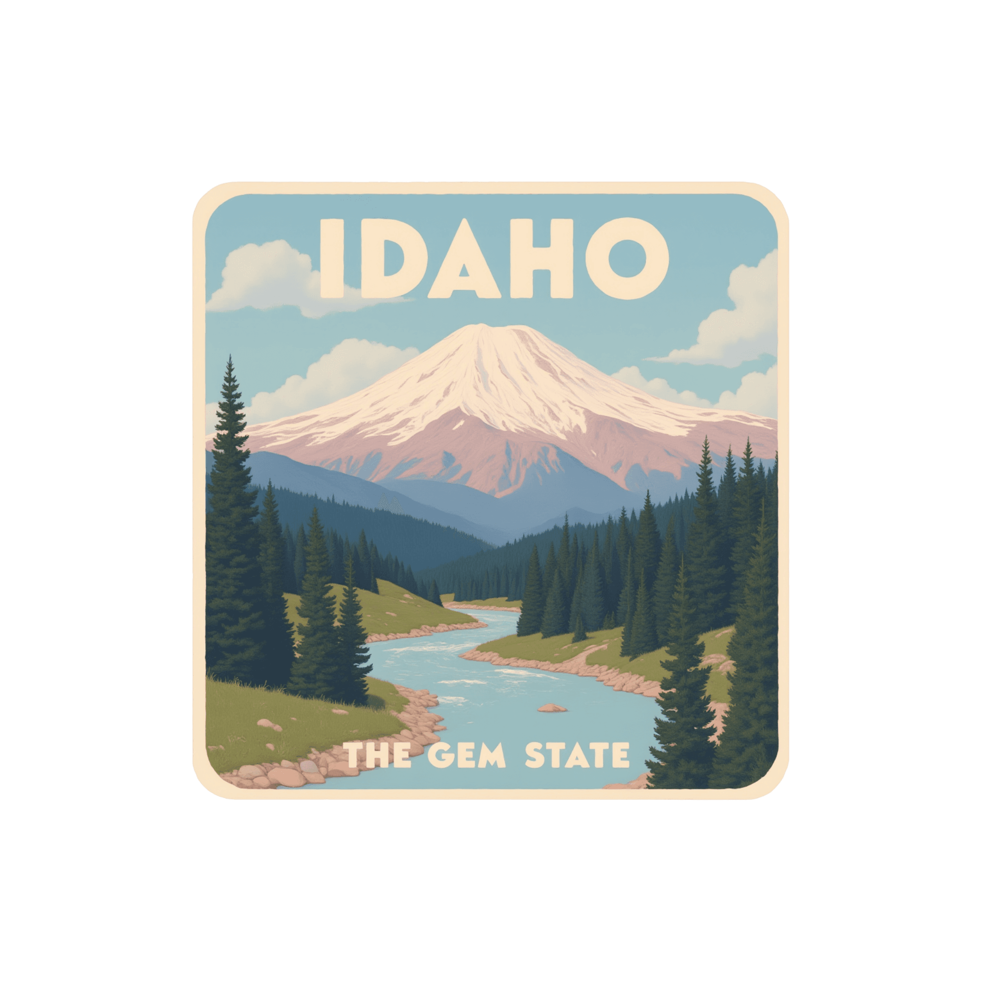 Idaho Gem State Mountain River Sticker
