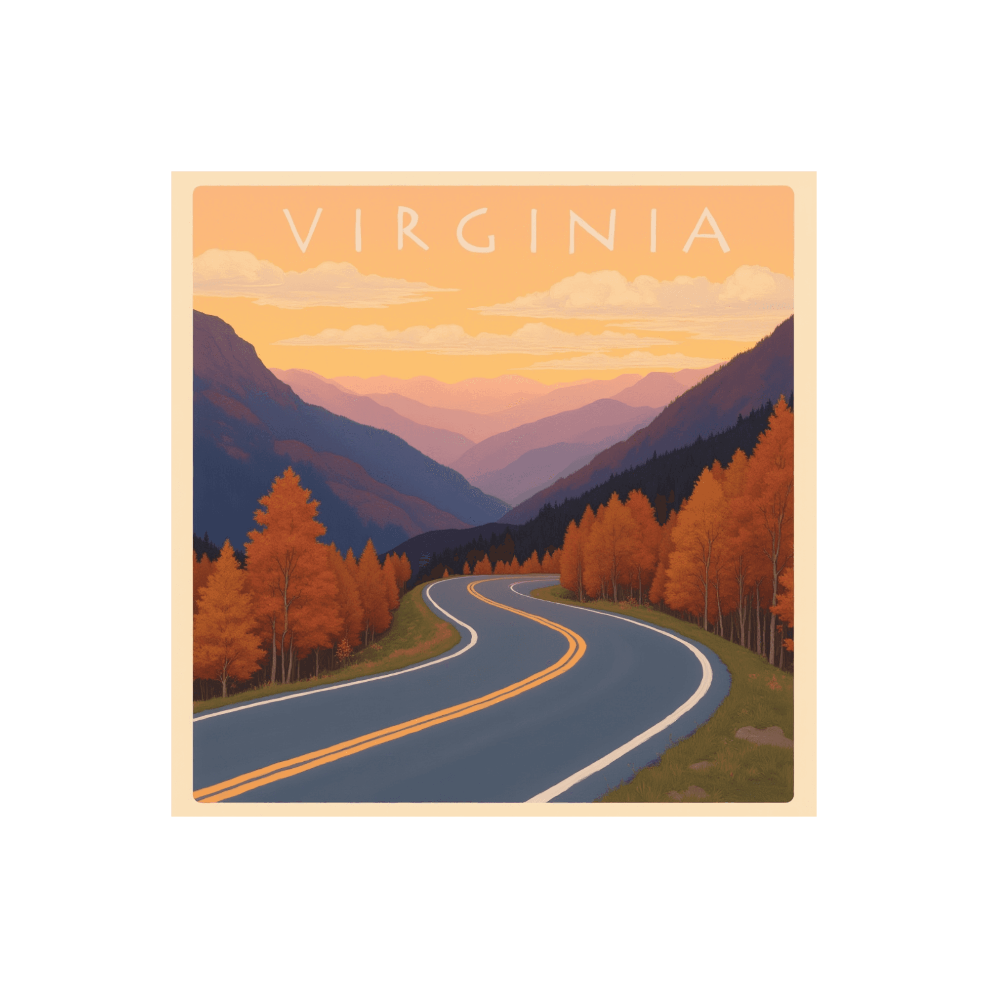 Virginia Blue Ridge Mountain Road Sticker