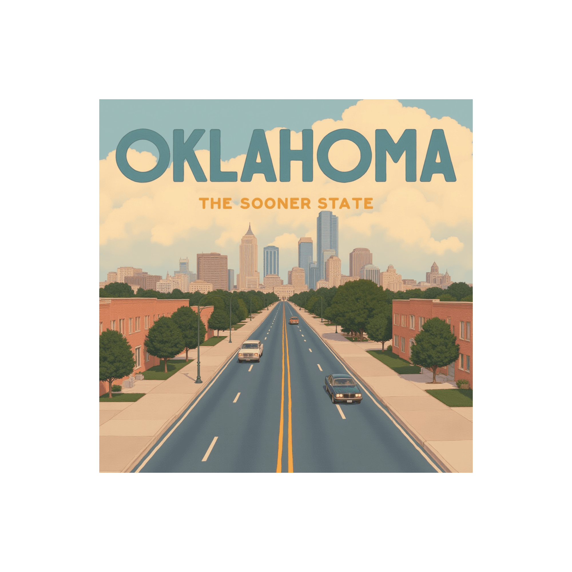 Oklahoma Sooner State Vintage Skyline Sticker