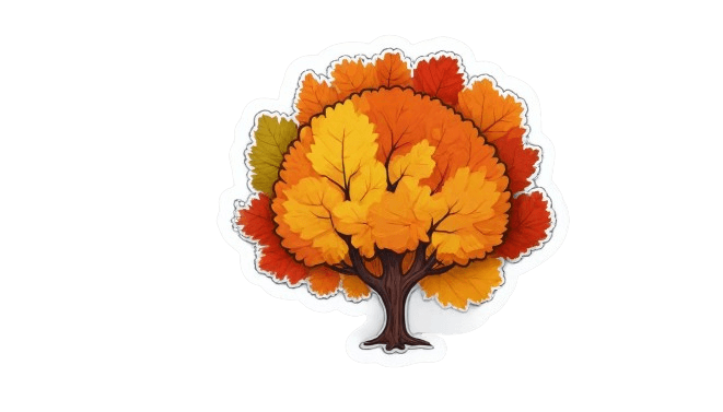Autumn Oak Tree Sticker โ Fall Foliage Vinyl Decal