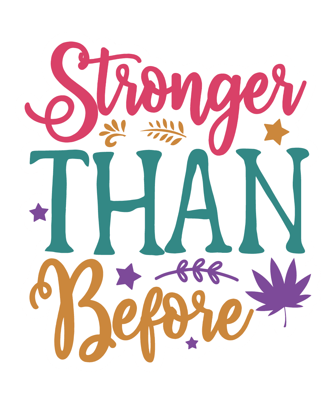 Stronger Than Before Motivational Lettering Sticker