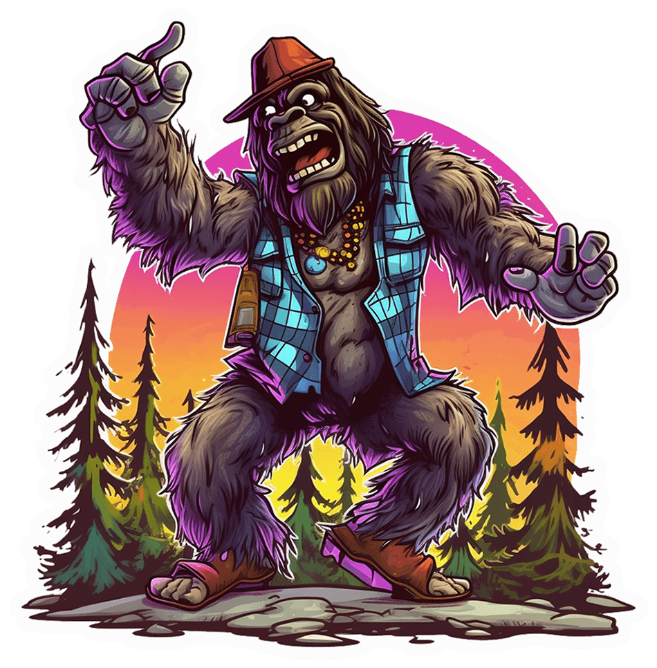 Dancing Bigfoot Lumberjack Sticker