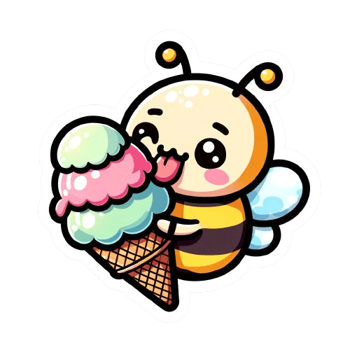 Sweet Bee Ice Cream Cone Sticker