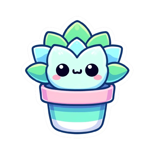 Kawaii Succulent Sticker in Pastel Pot