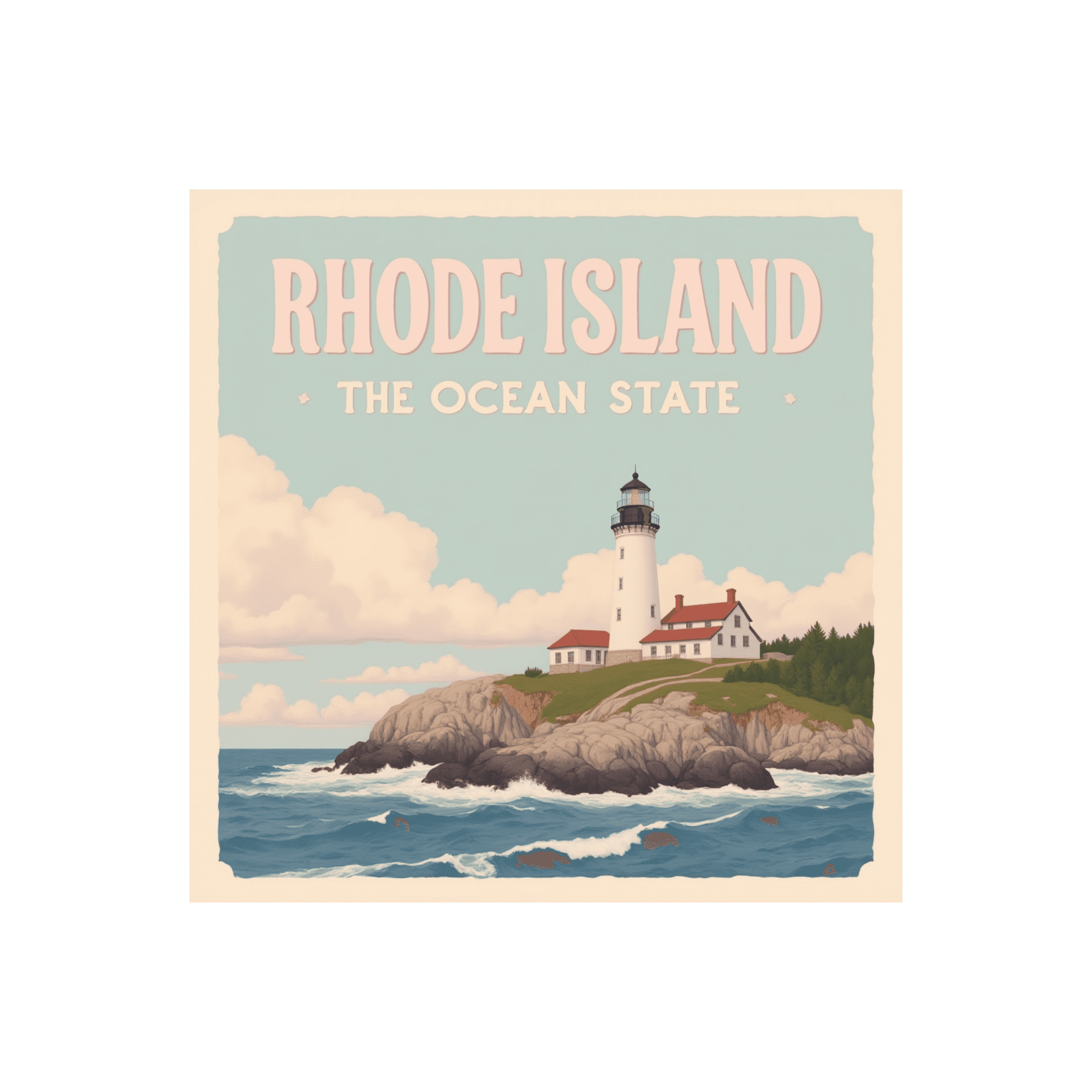 Rhode Island Ocean State Lighthouse Sticker