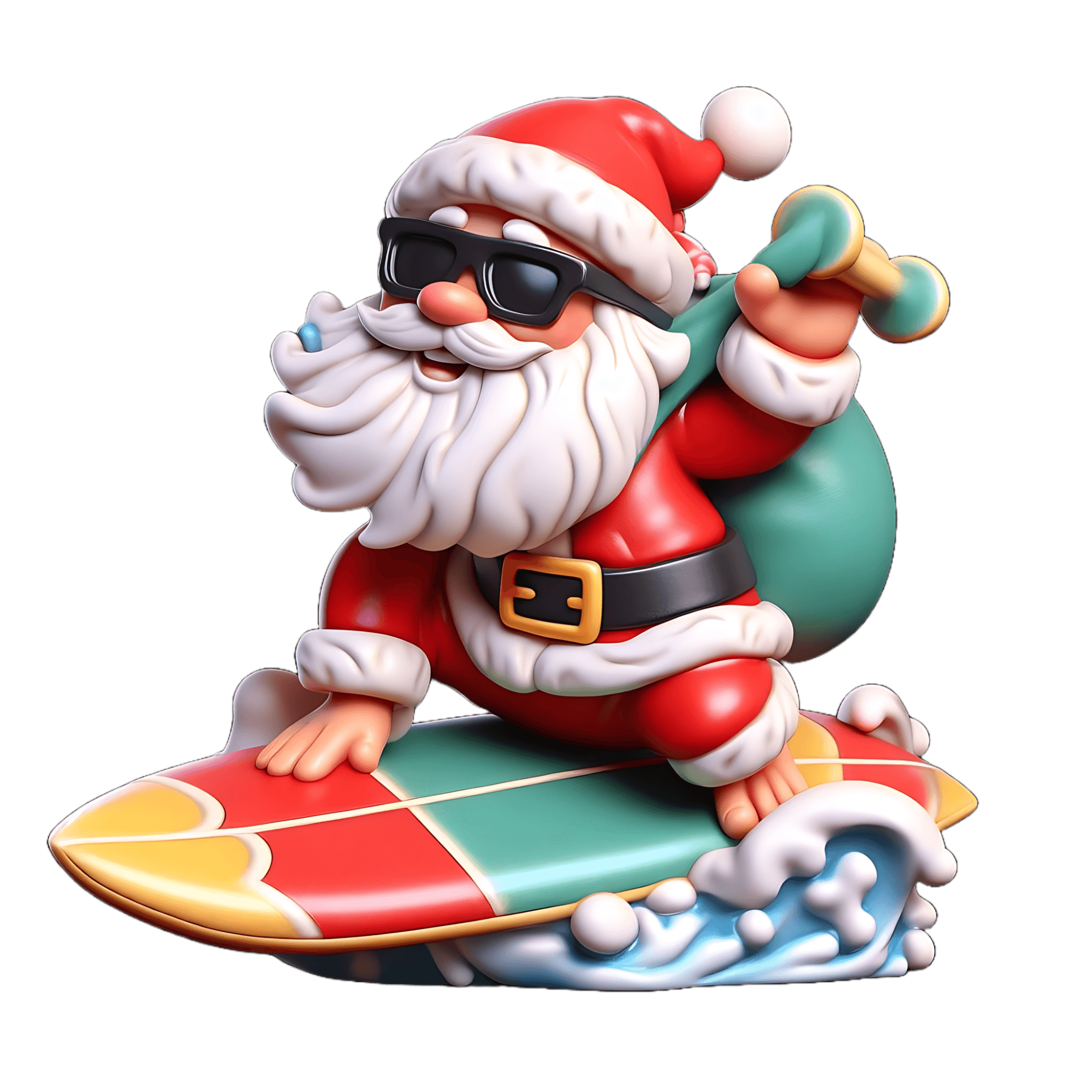 Cool Surfing Santa Sticker