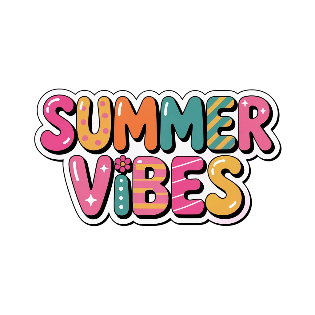 Summer Vibes Retro Bubble Letter Sticker