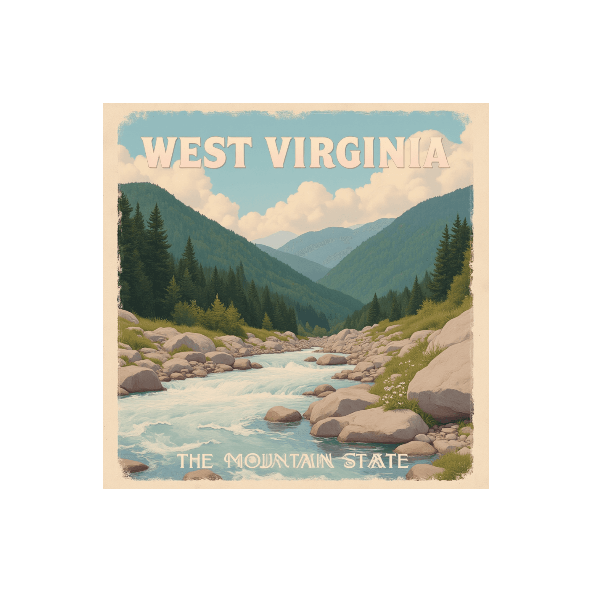 West Virginia Mountain State Vintage Travel Sticker