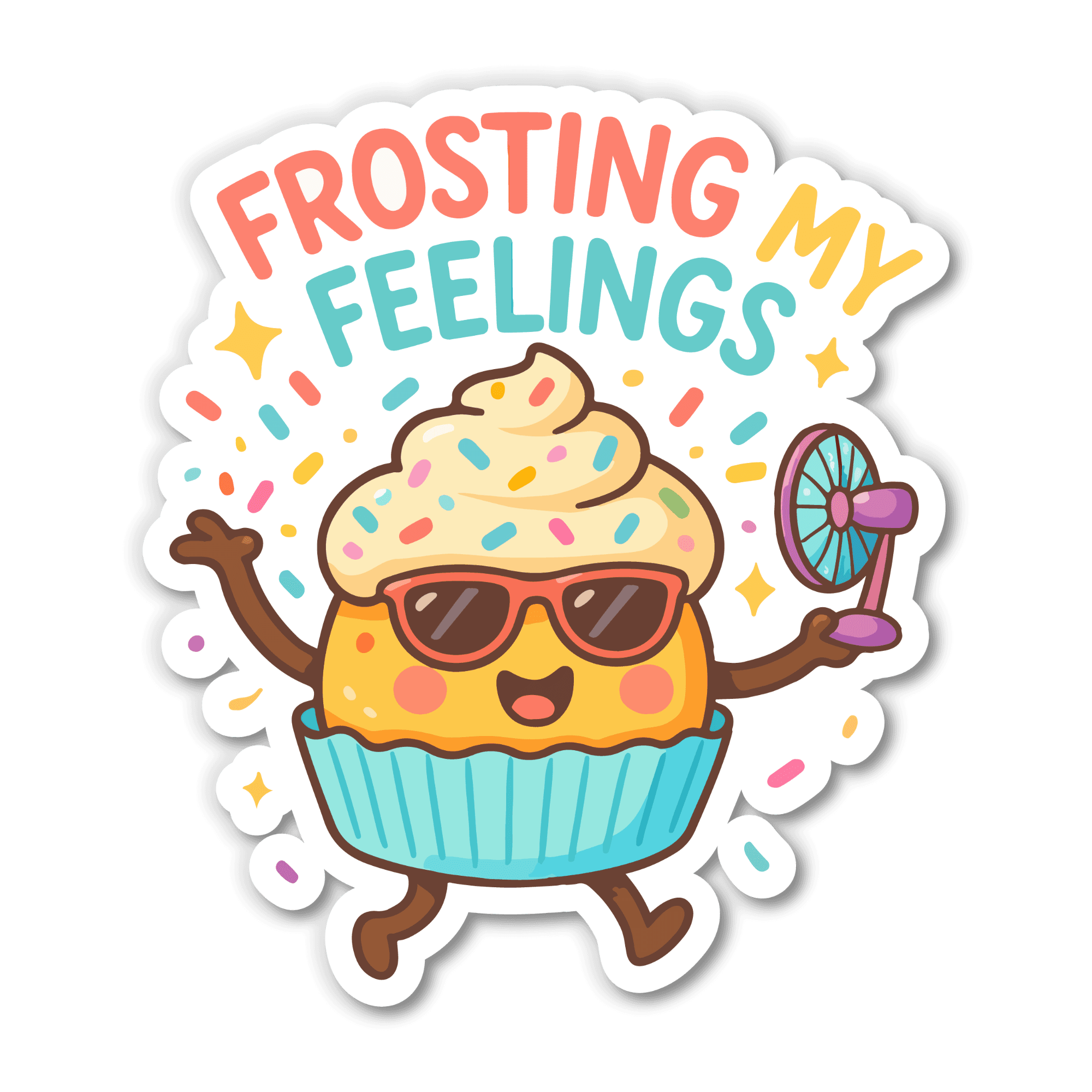 Frosting My Feelings Cupcake Sticker