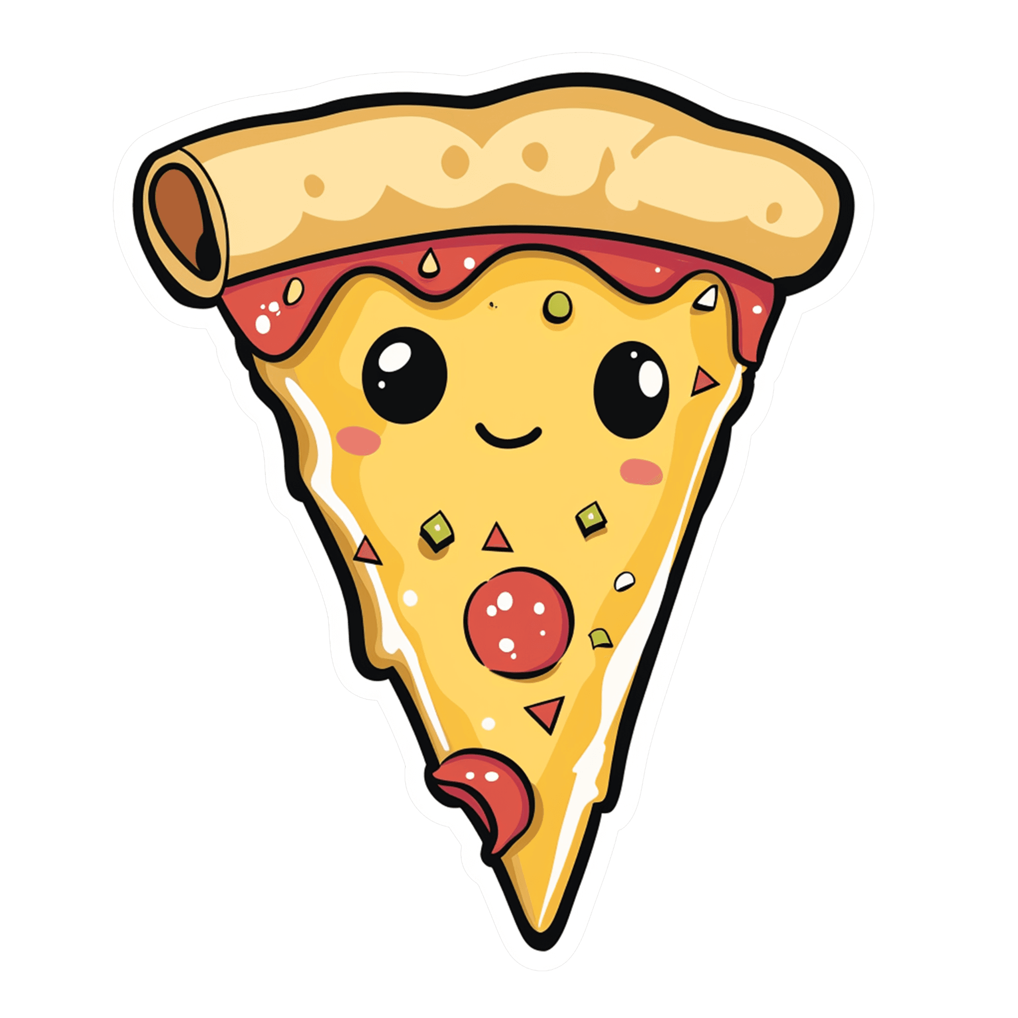 Kawaii Pizza Slice Sticker with Rosy Cheeks