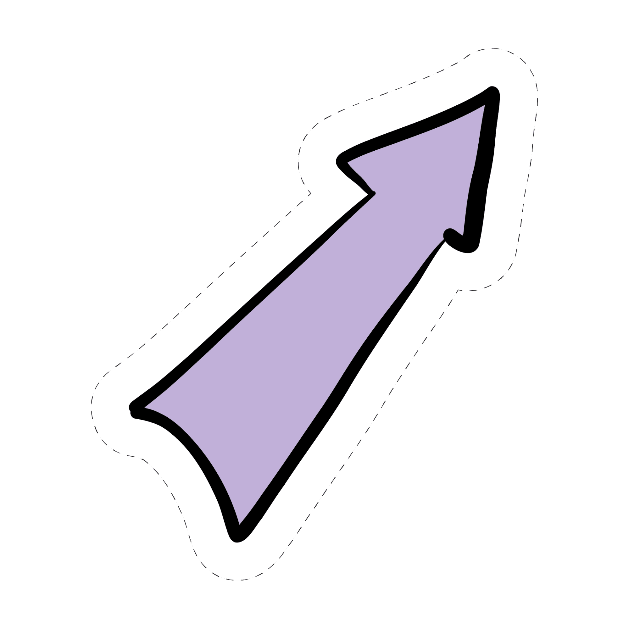 Purple Hand-Drawn Arrow Die-Cut Sticker