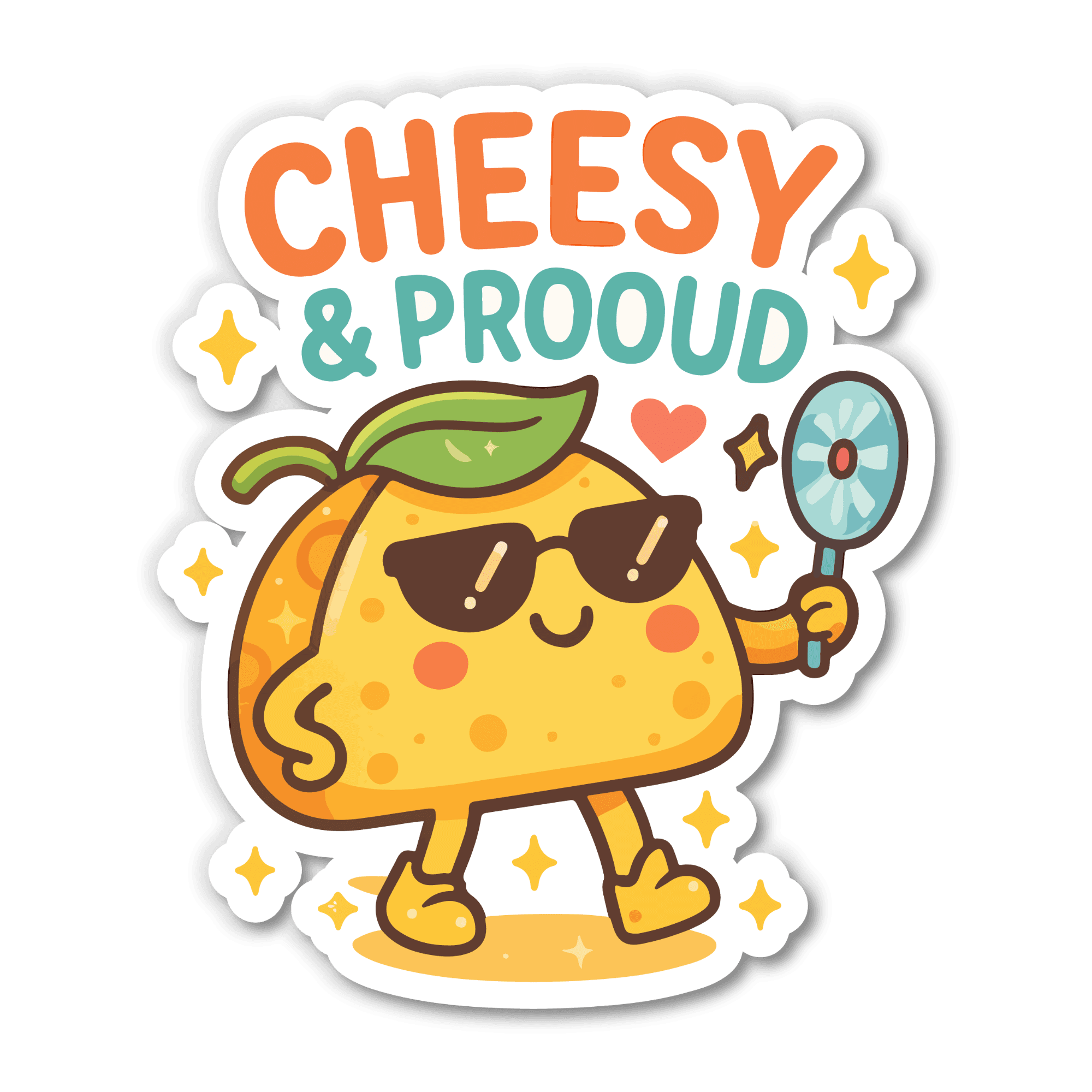 Cheesy & Prooud Sunglasses Cheese Wedge Sticker
