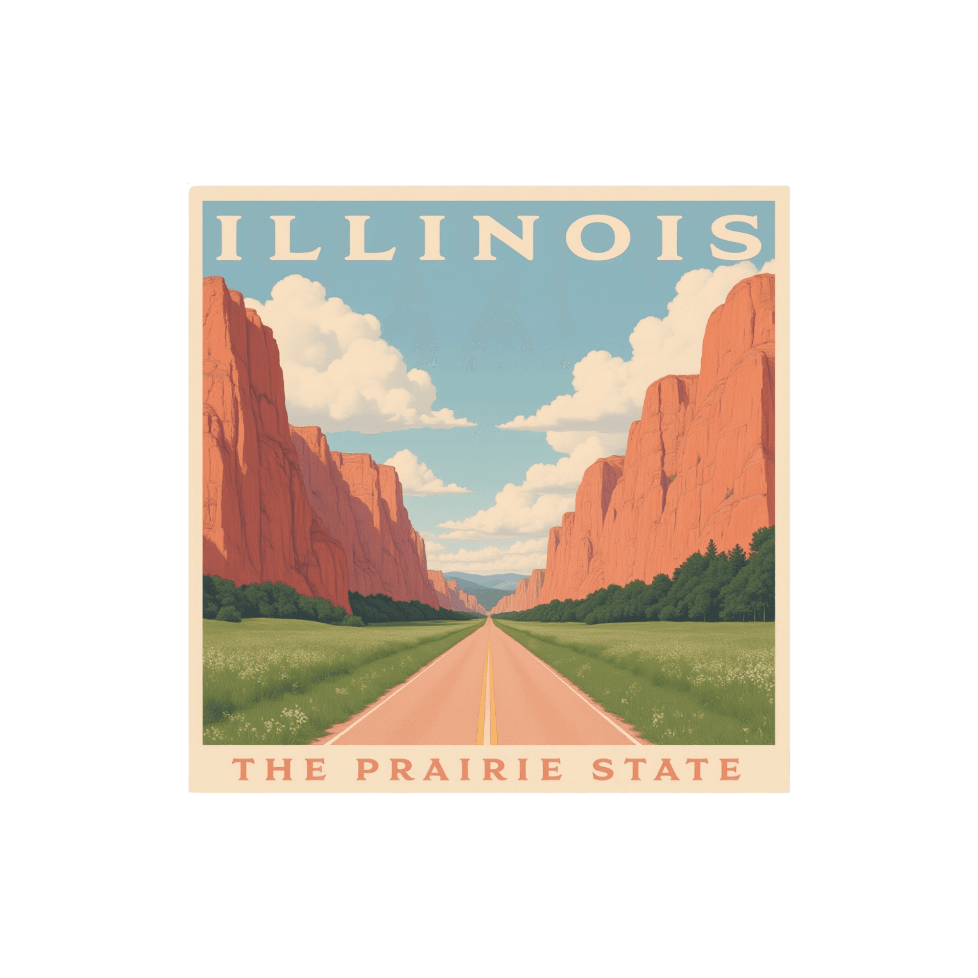 Illinois Prairie State Retro Travel Sticker