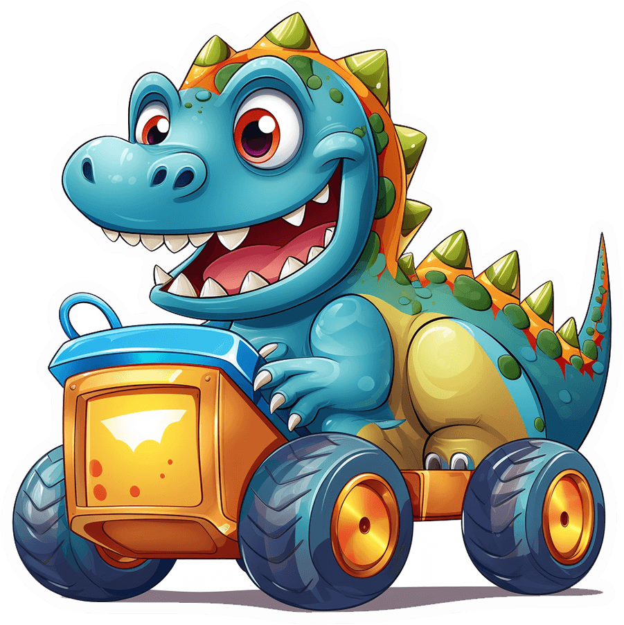 Dino Trucker Sticker - Spiky Dinosaur Driving Tractor