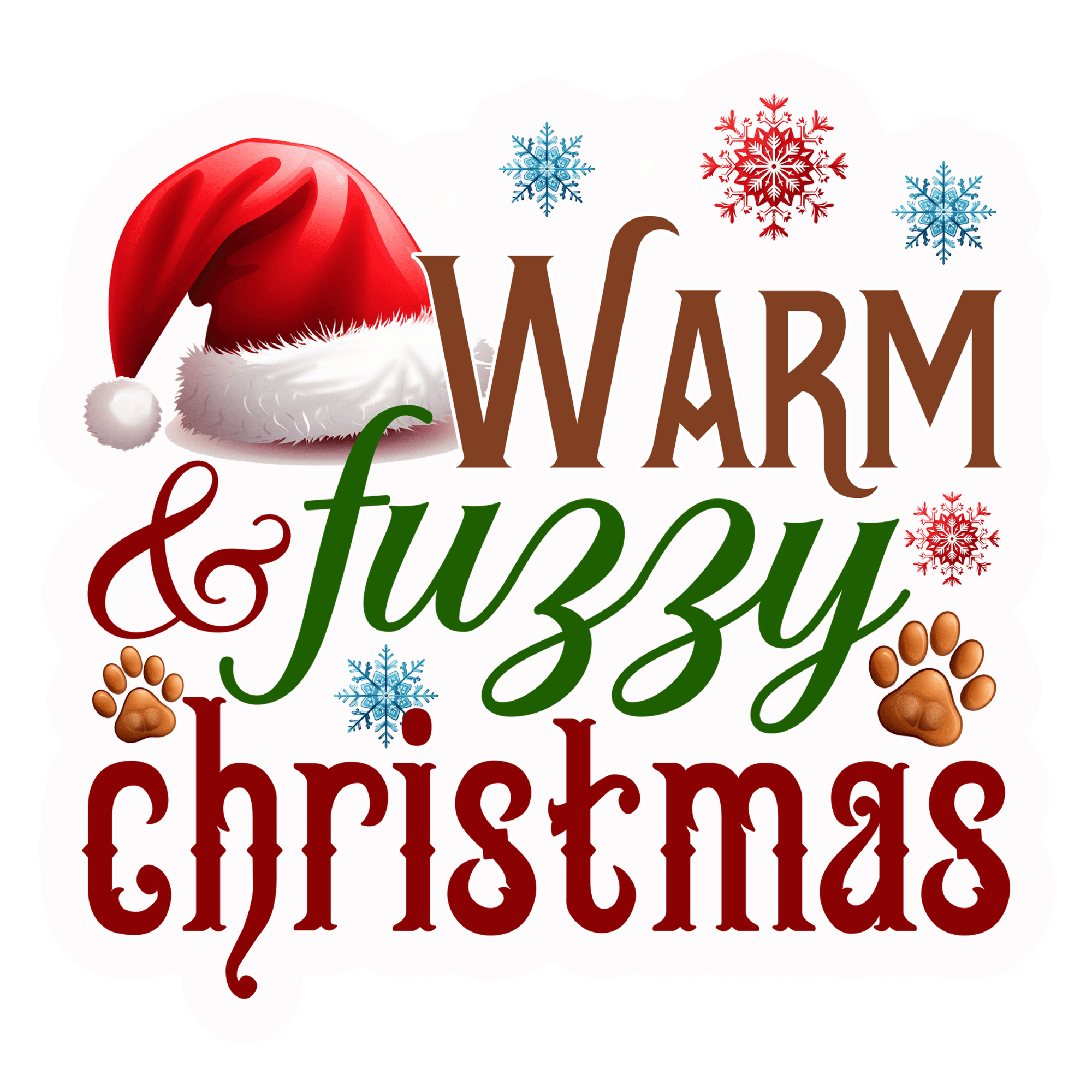 Warm & Fuzzy Christmas Santa Hat Sticker