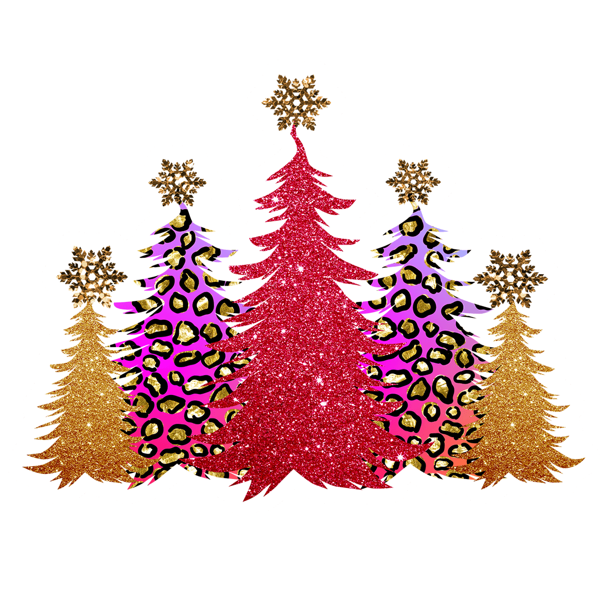 Glam Leopard Print Christmas Trees Sticker