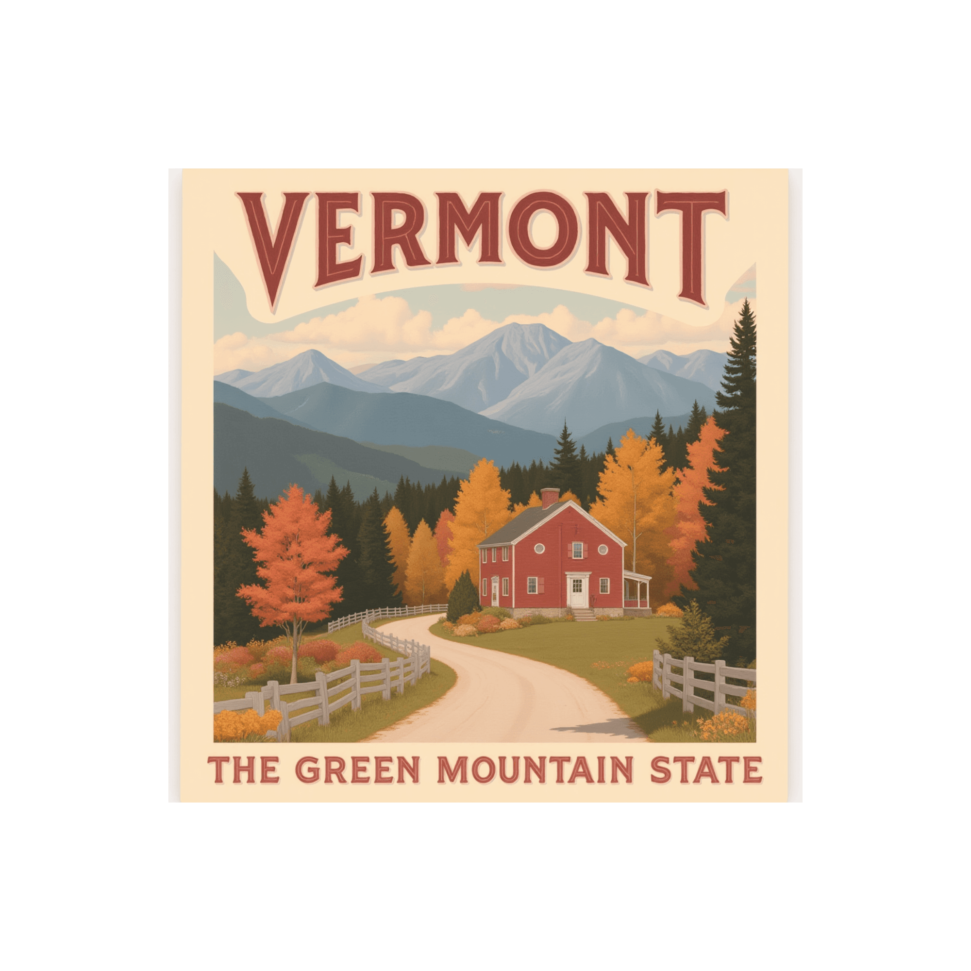 Vermont Green Mountain State Vintage Travel Sticker