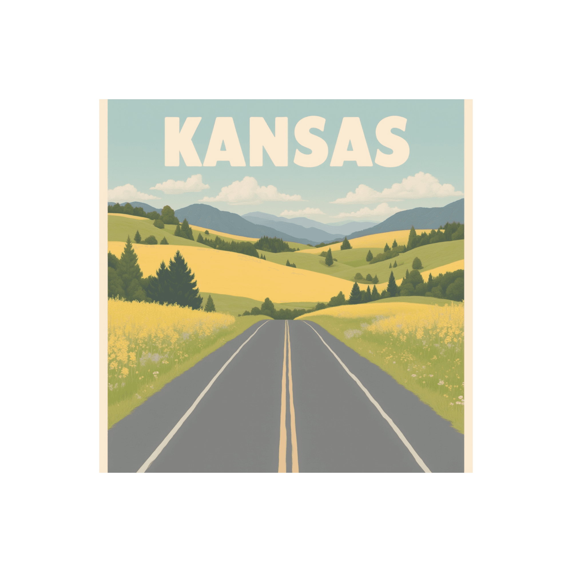Kansas Open Road Vintage Travel Sticker