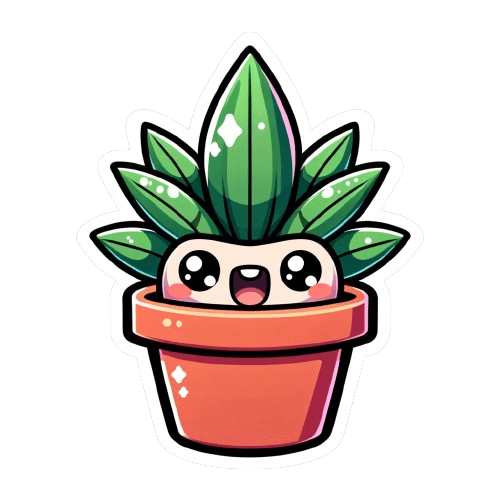 Kawaii Potted Plant Sticker with Happy Face
