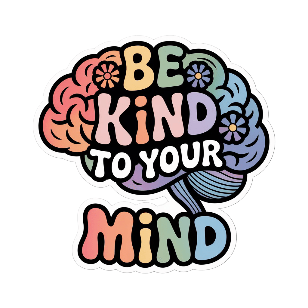 Be Kind To Your Mind Rainbow Brain Sticker