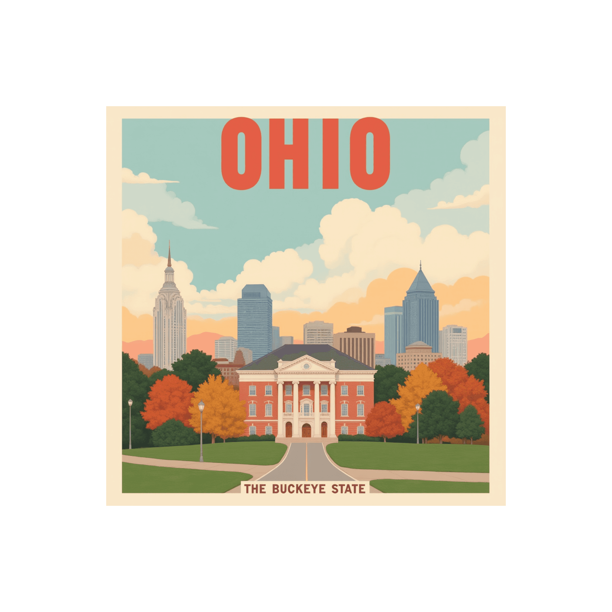 Ohio Buckeye State Vintage Travel Sticker