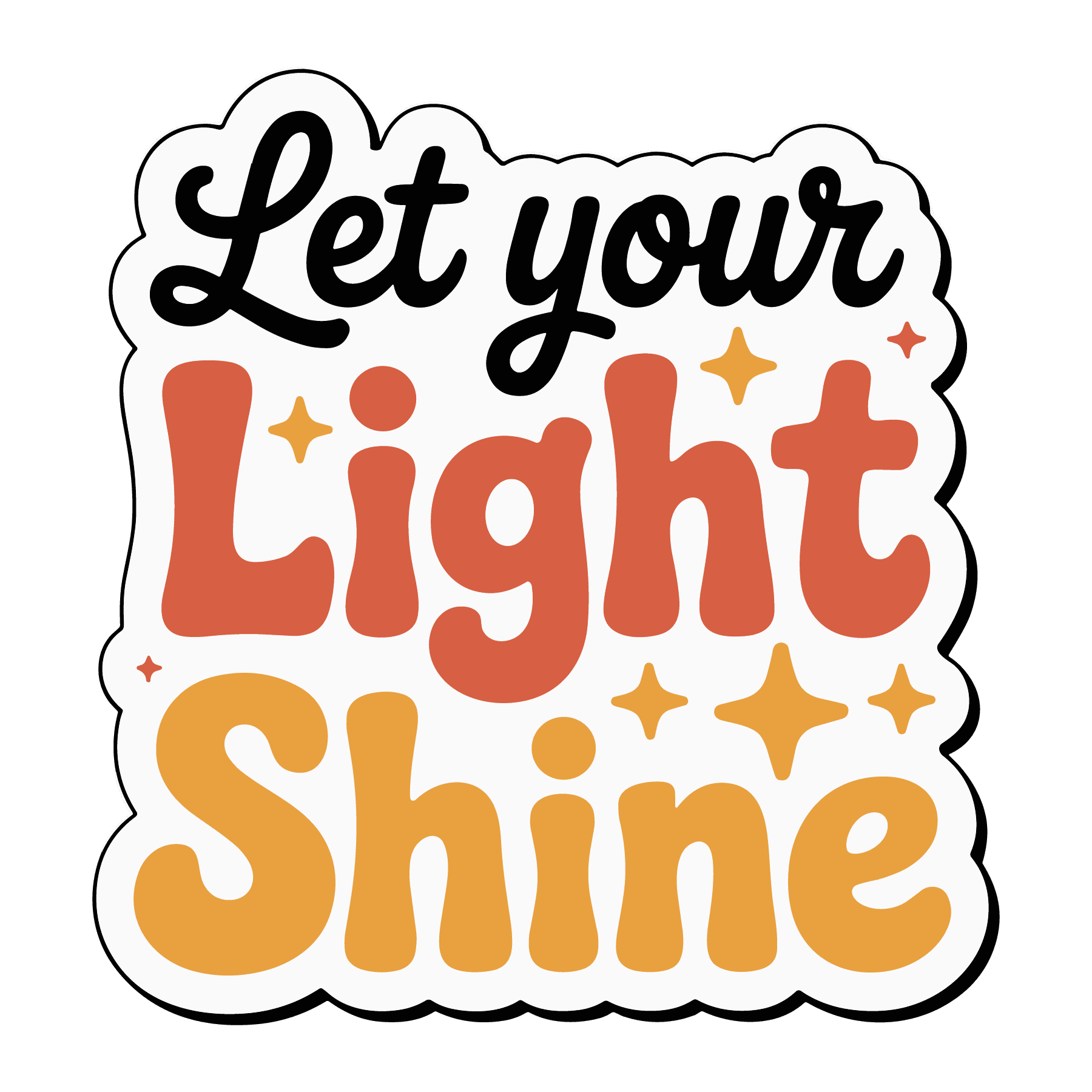 Let Your Light Shine Retro Lettering Sticker