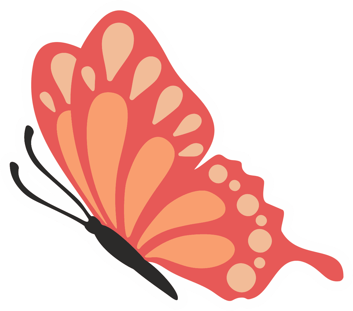 Coral Butterfly Wing Die-Cut Sticker