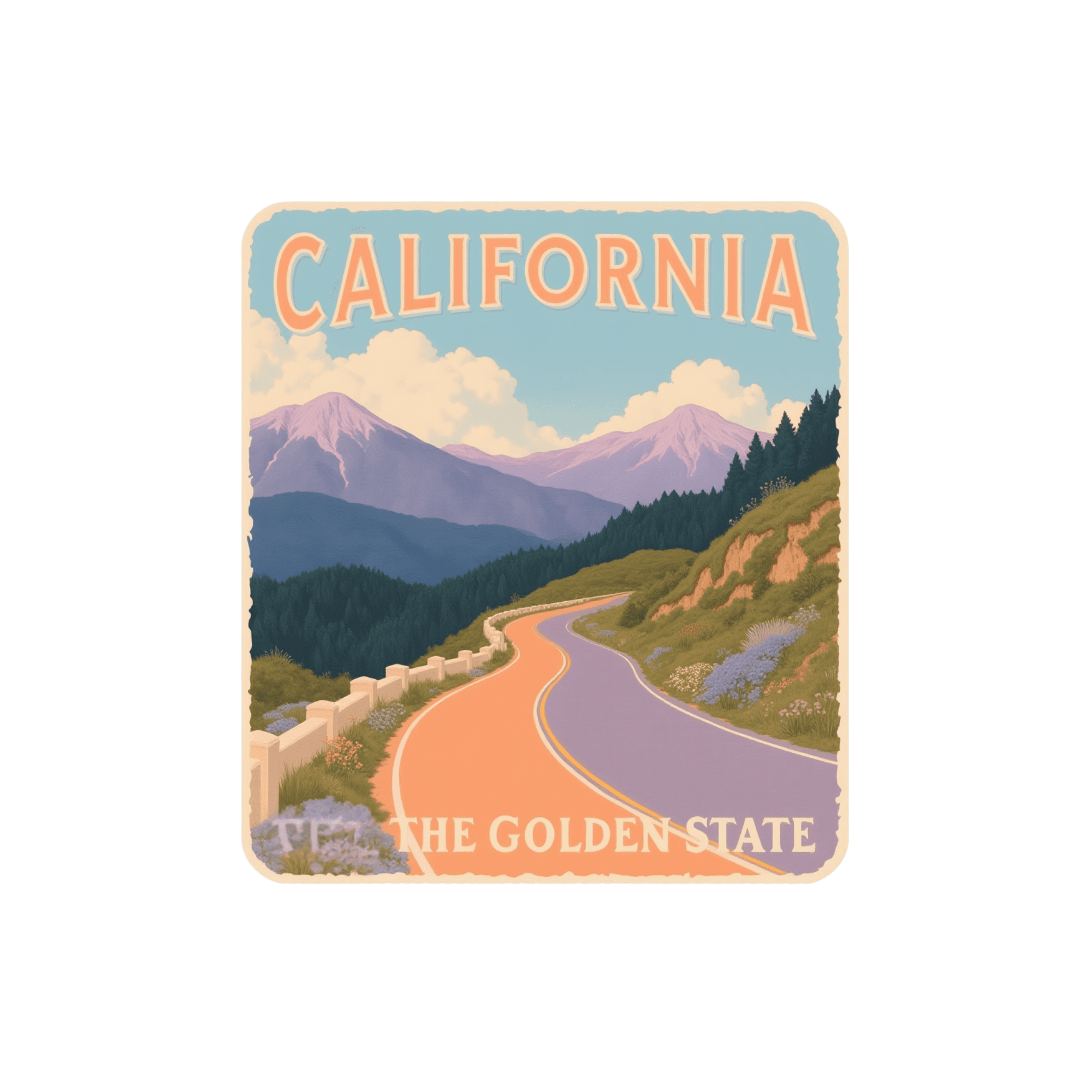 California Golden State Vintage Road Trip Sticker