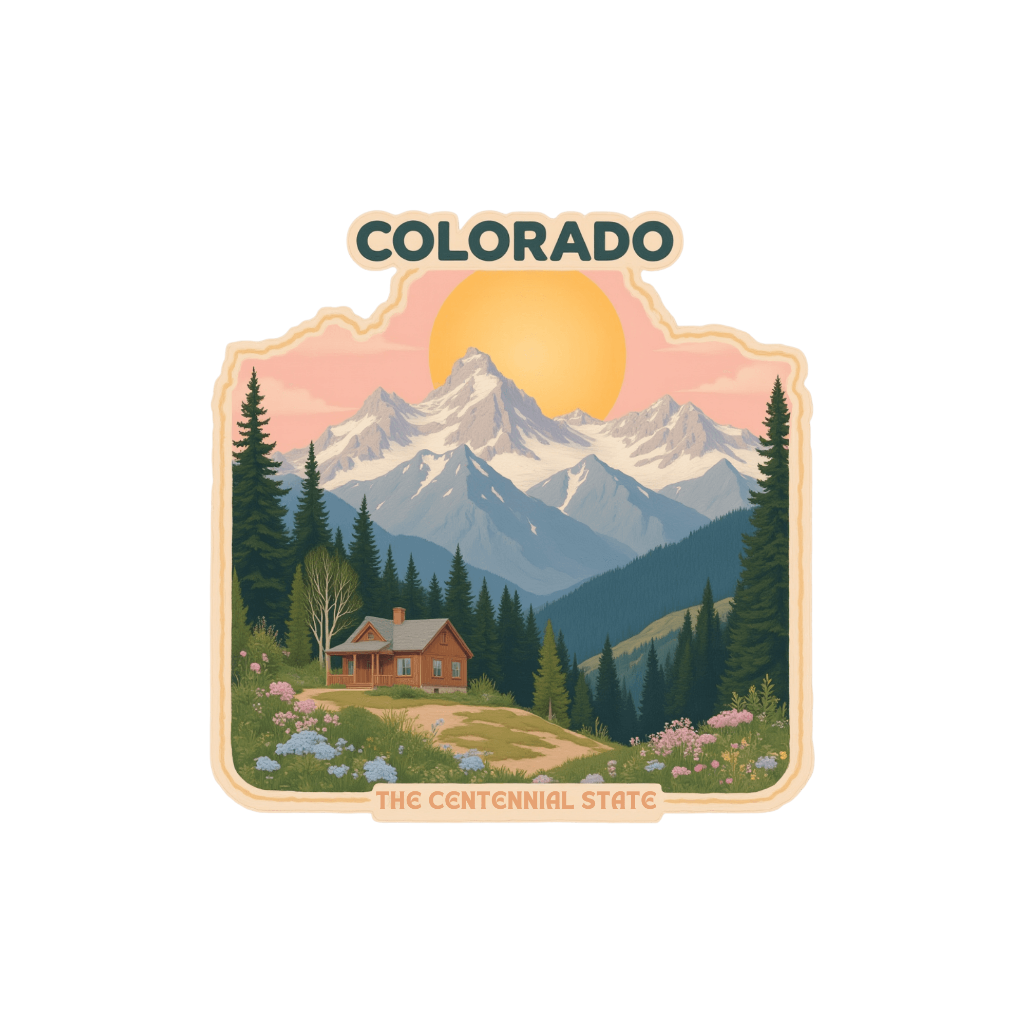 Colorado Centennial State Mountain Cabin Sticker