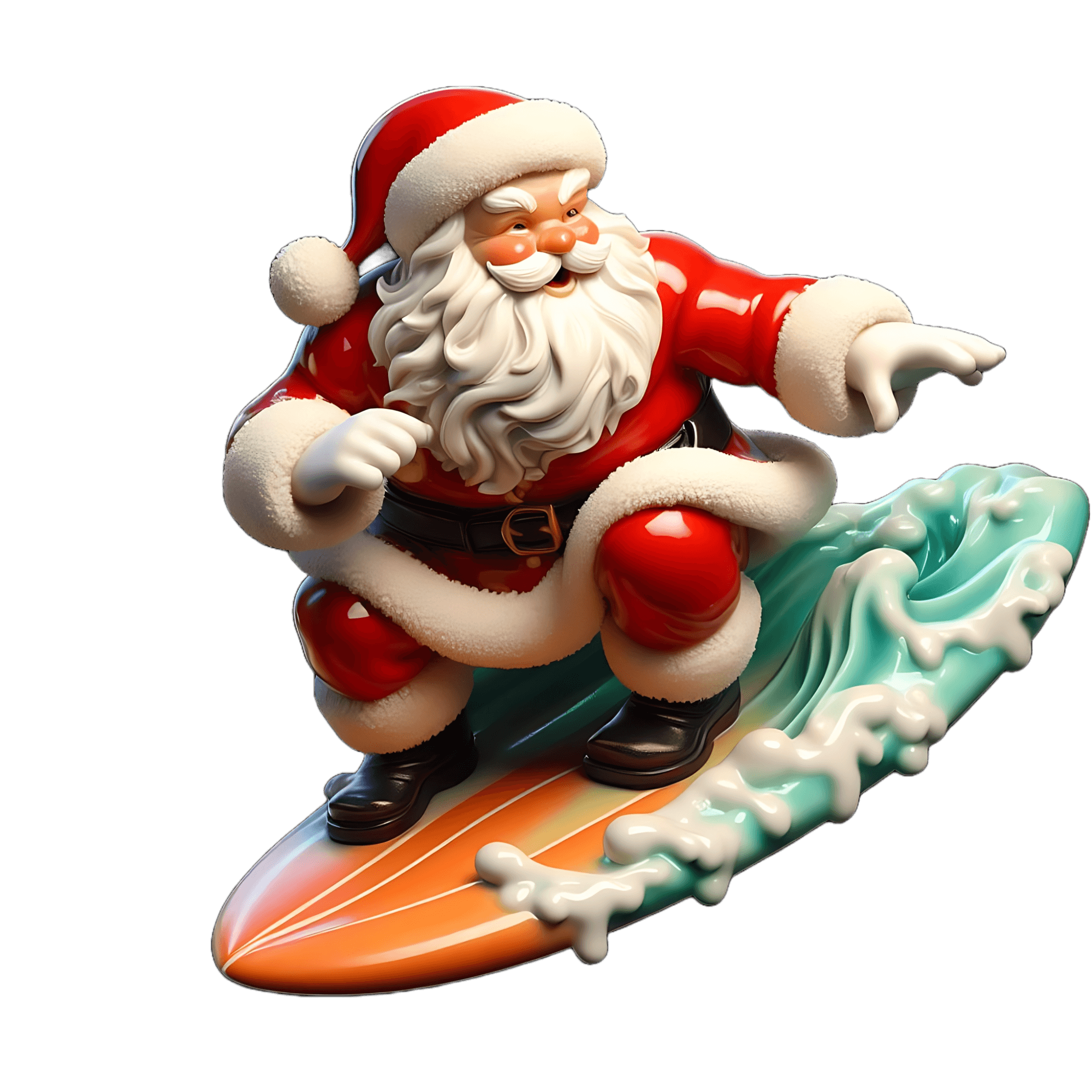 Surfing Santa Sticker - Rad Christmas Wave Rider