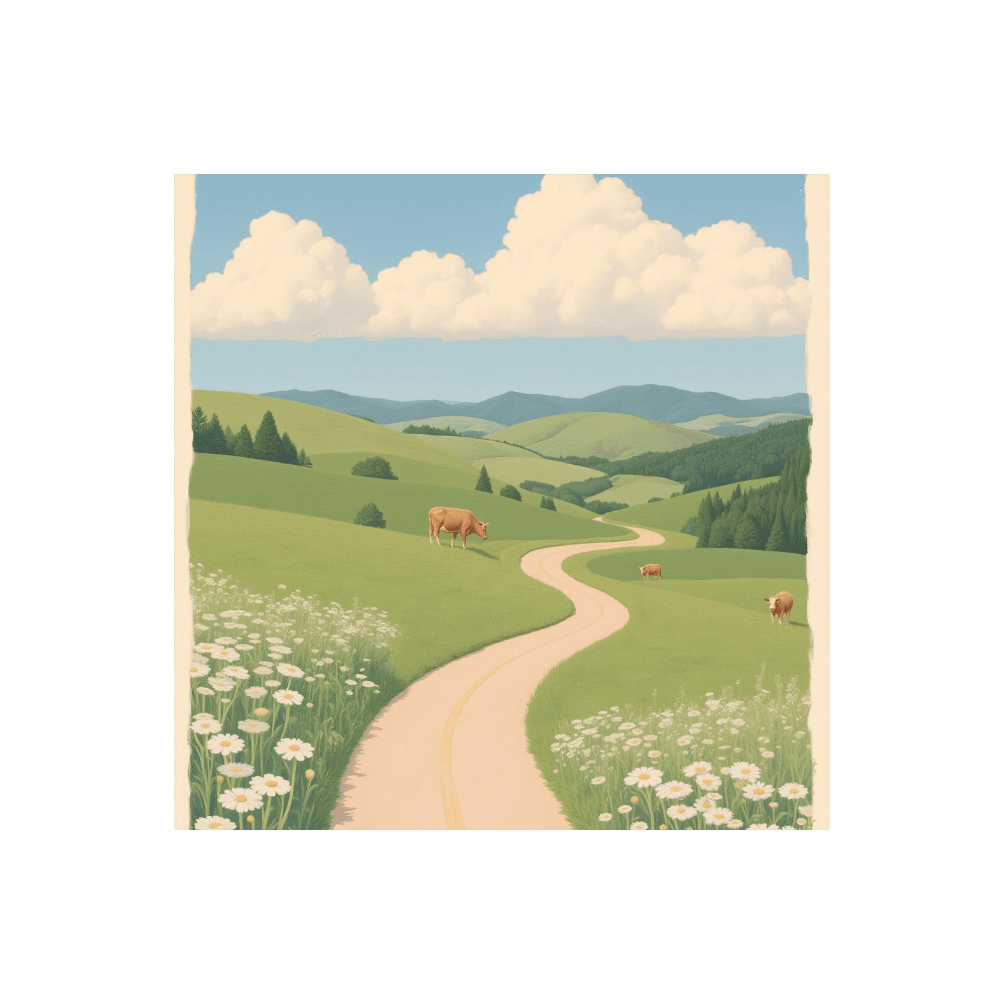 Winding Country Road Pastoral Sticker