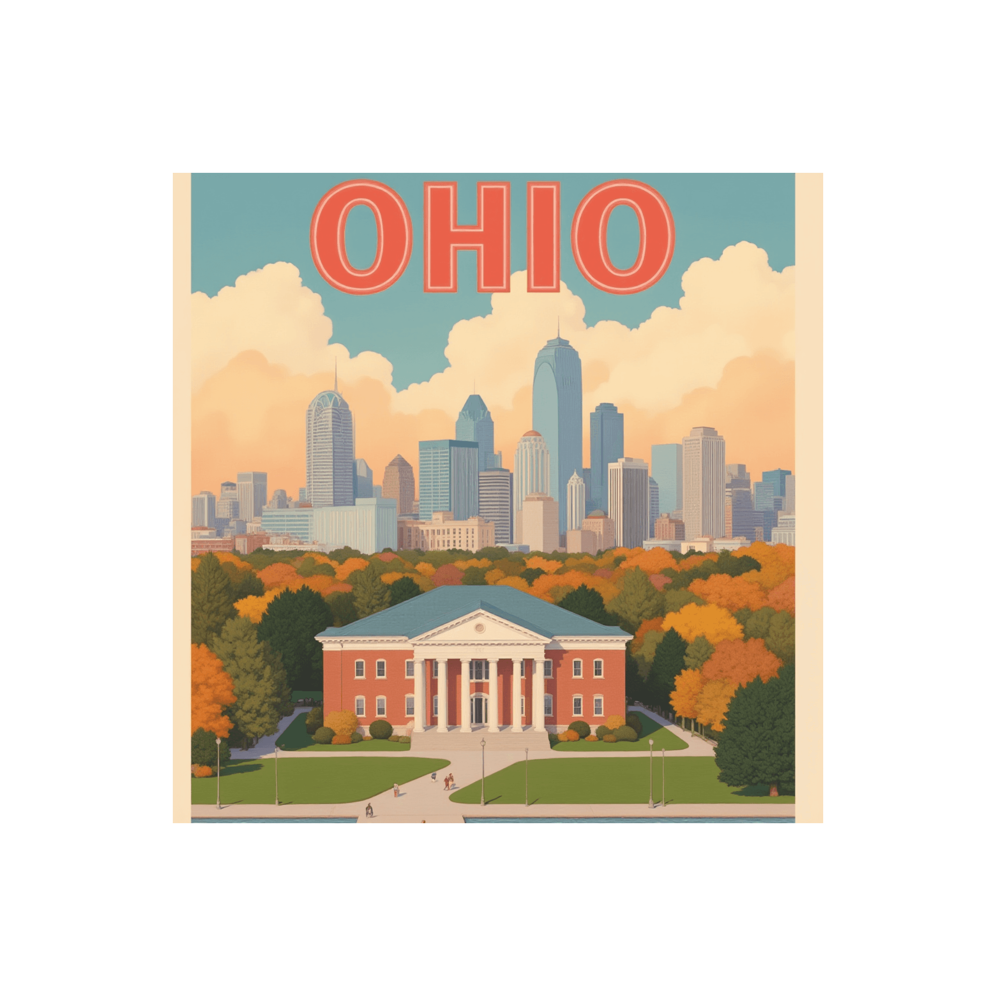 Ohio Retro Travel Poster Sticker