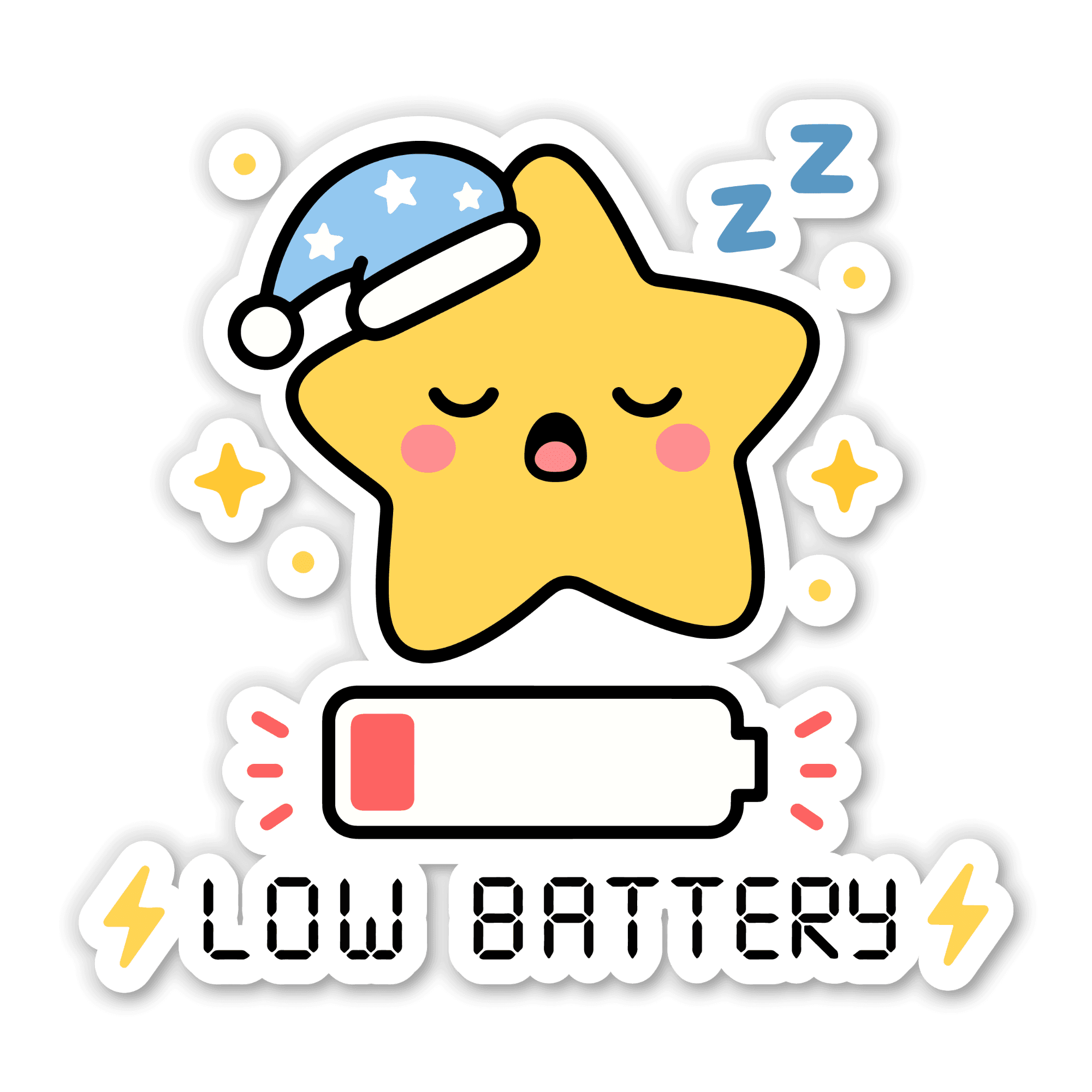 Sleepy Star Low Battery Sticker