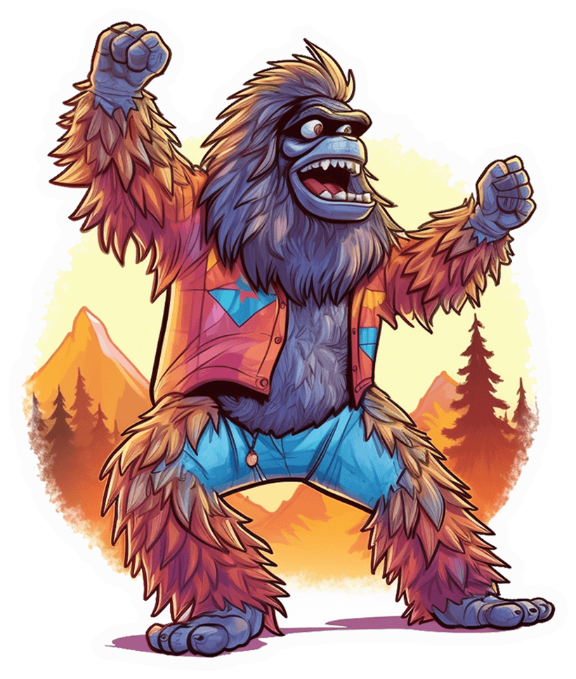 Rockin' Bigfoot Sticker - Wild Mountain Yeti