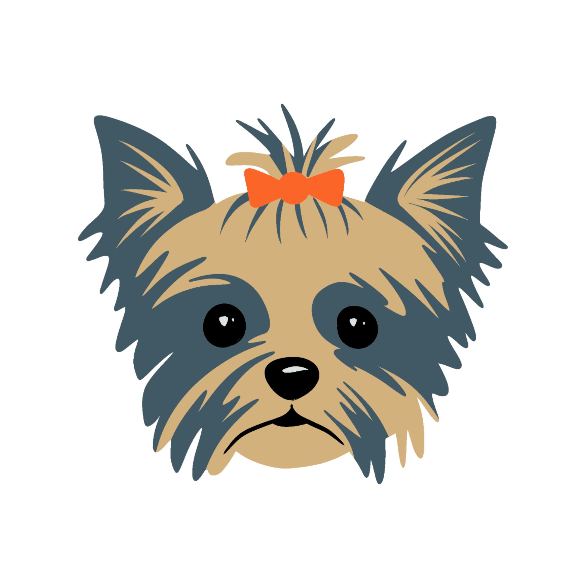 Yorkie with Orange Bow Sticker