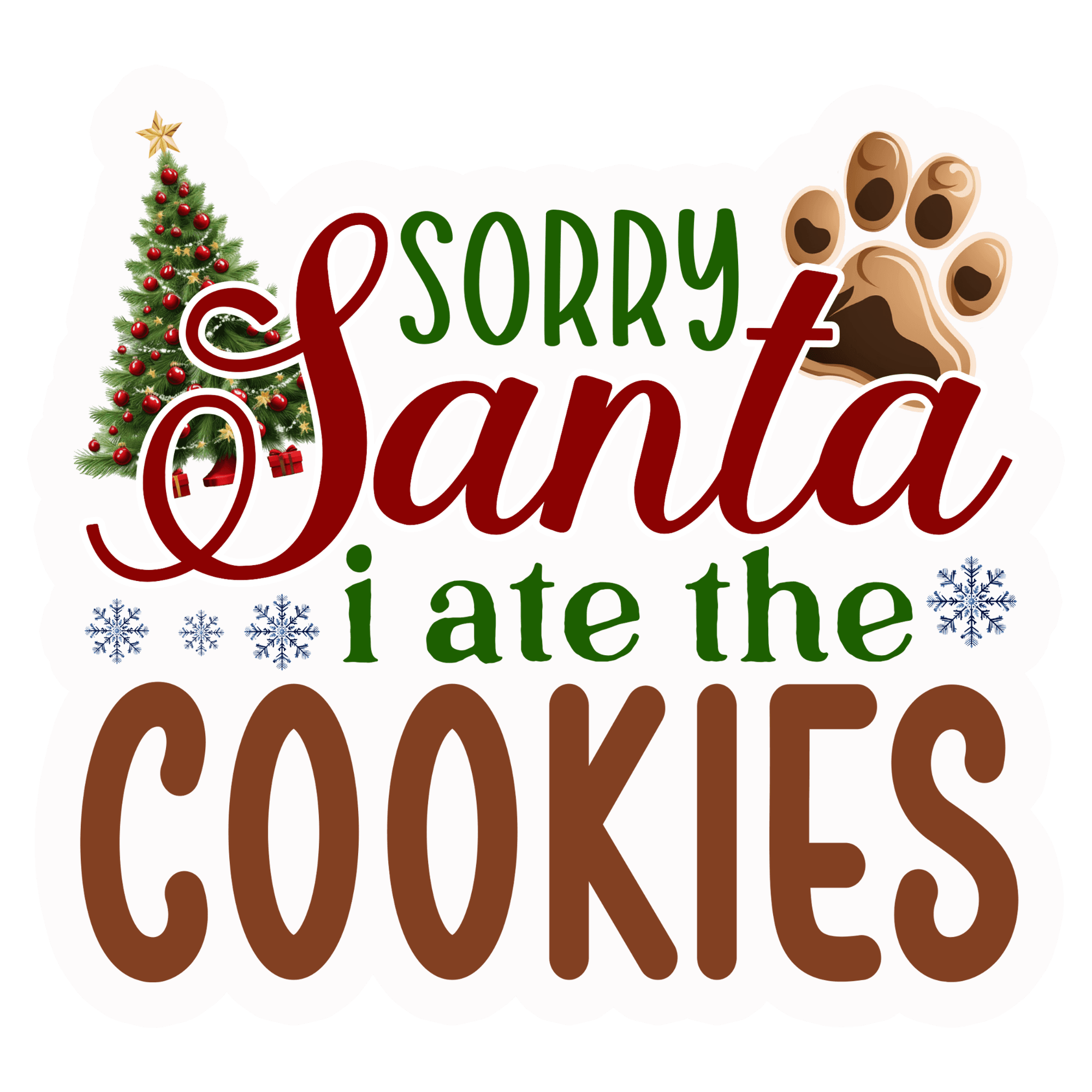 Sorry Santa I Ate The Cookies Dog Paw Sticker