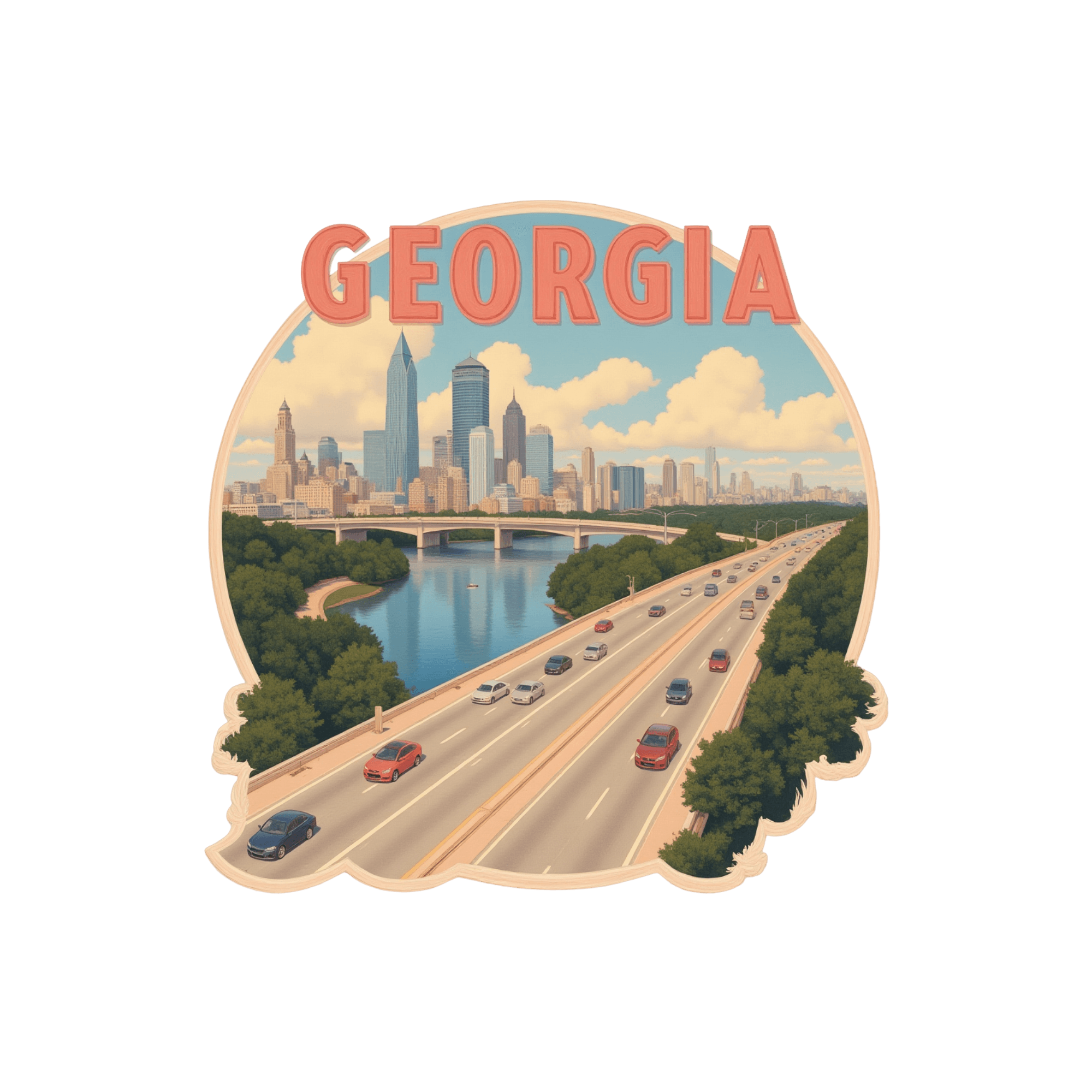 Georgia Atlanta Skyline Highway Sticker
