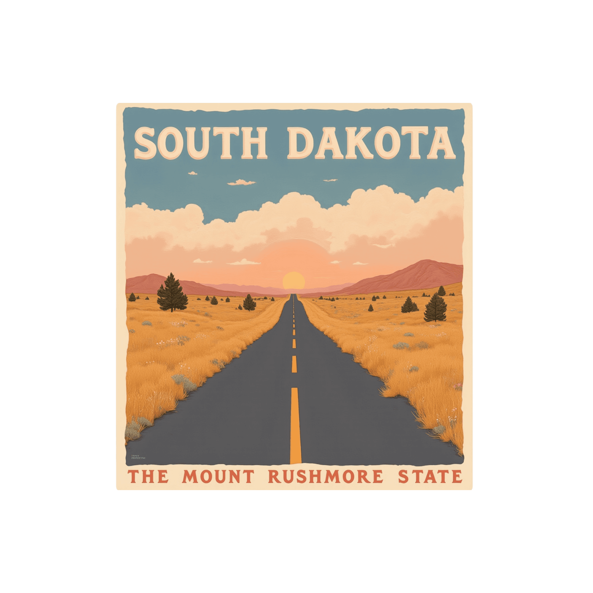 South Dakota Open Road Vintage Travel Sticker