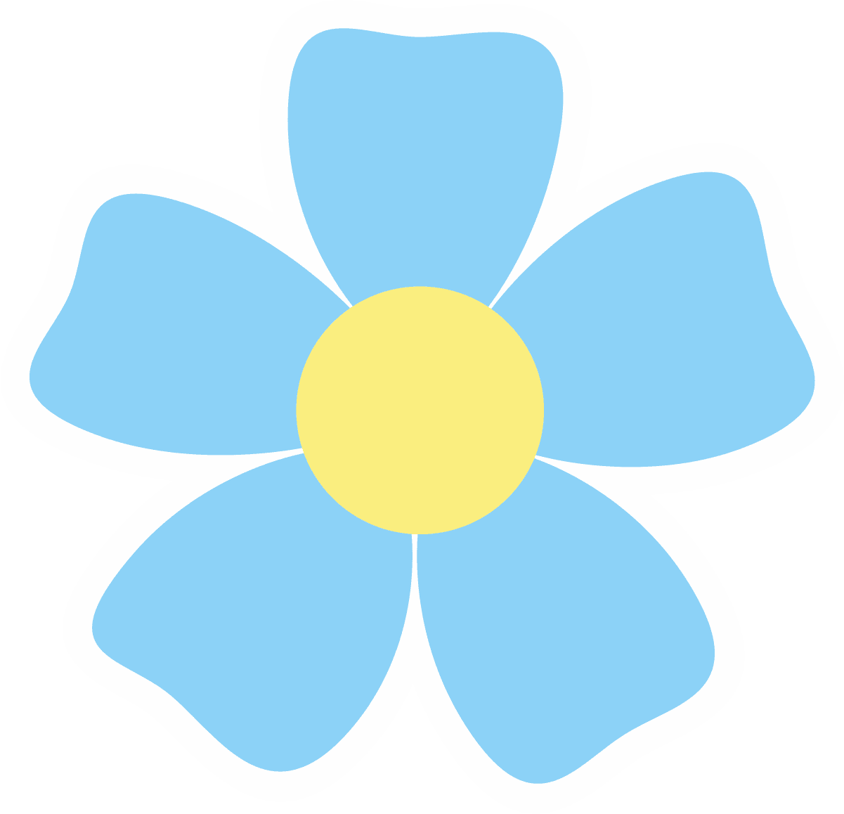 Baby Blue Five-Petal Flower Sticker