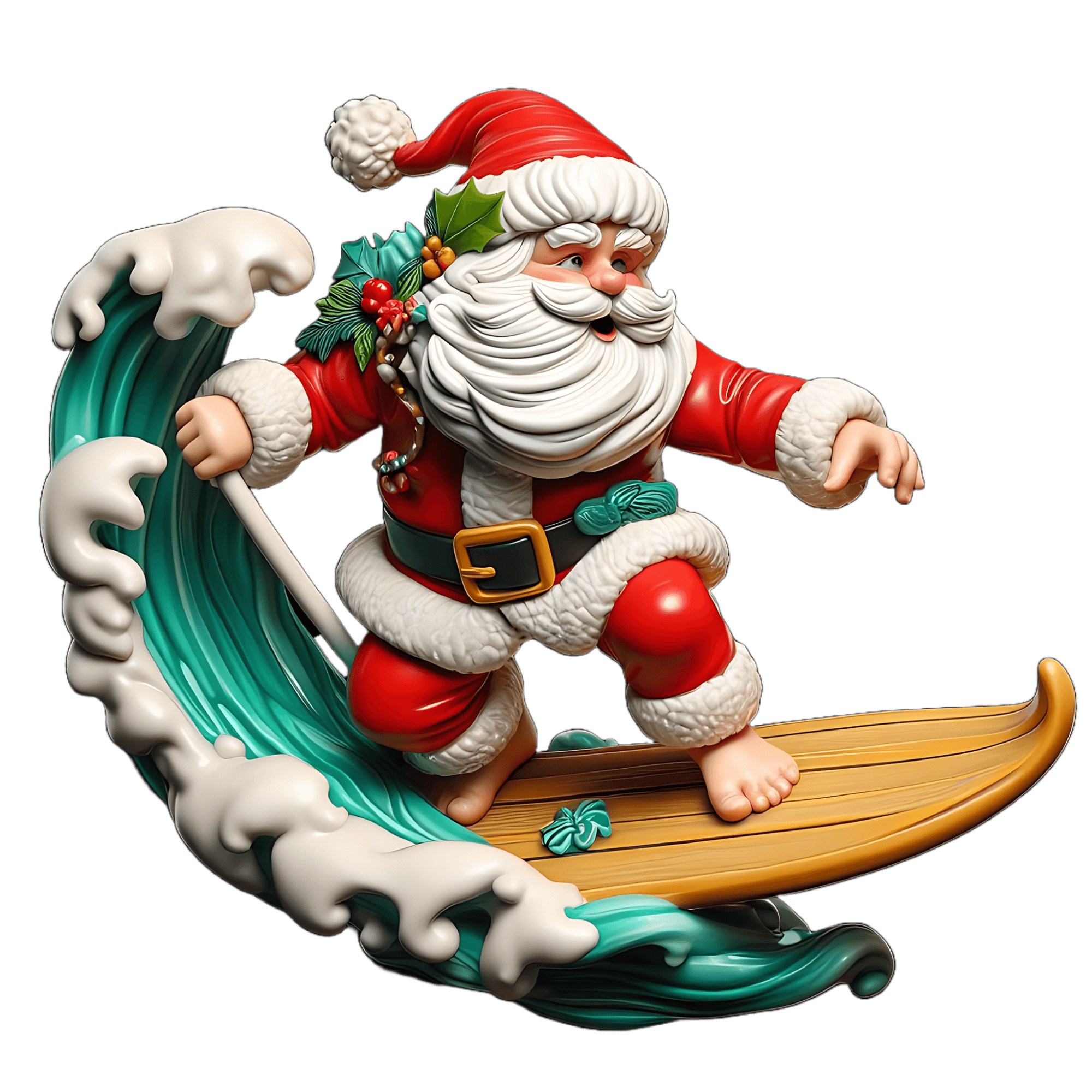 Surfing Santa Sticker - Santa Catches a Wave