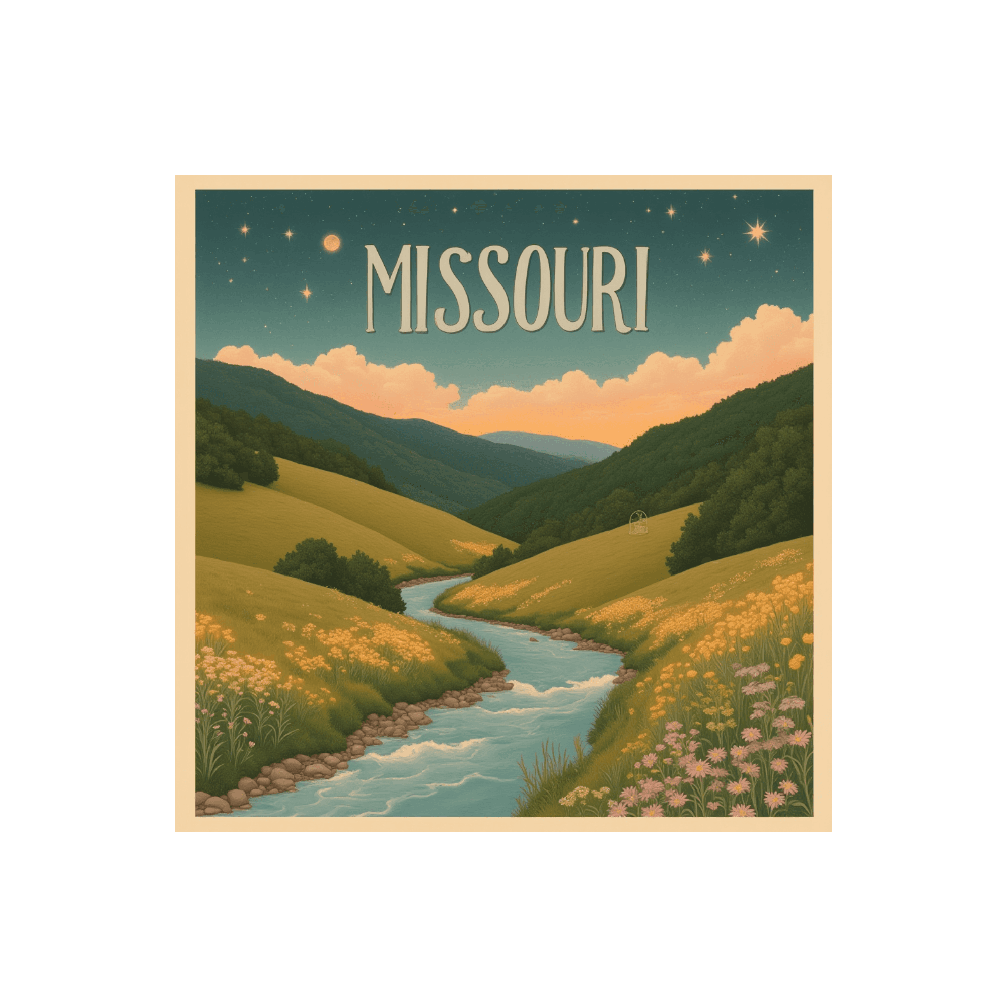 Missouri Twilight Valley Vintage Travel Sticker