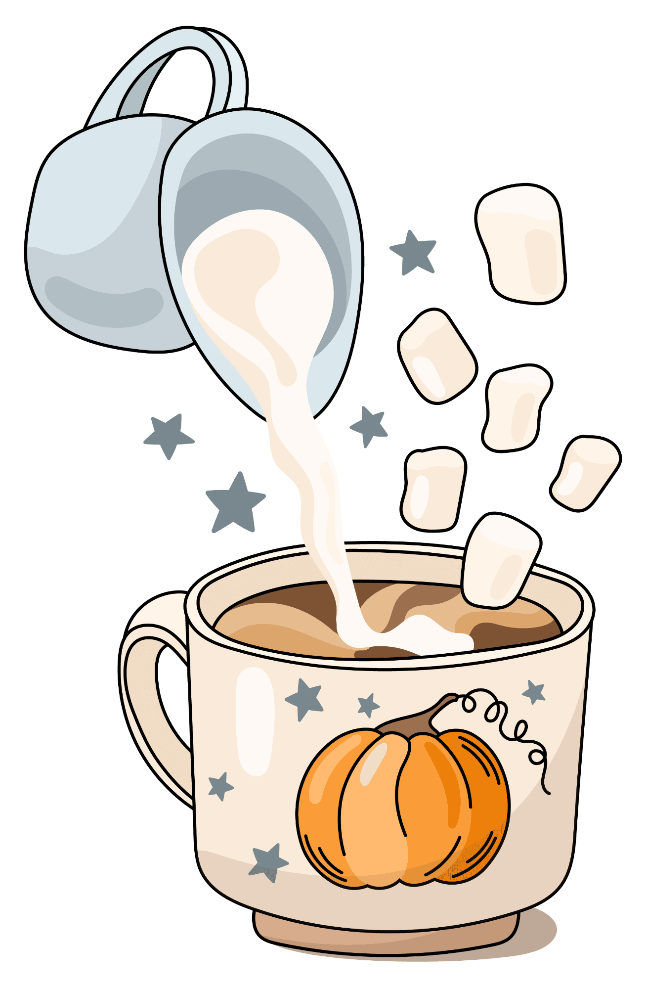 Pumpkin Mug Hot Cocoa & Marshmallows Sticker