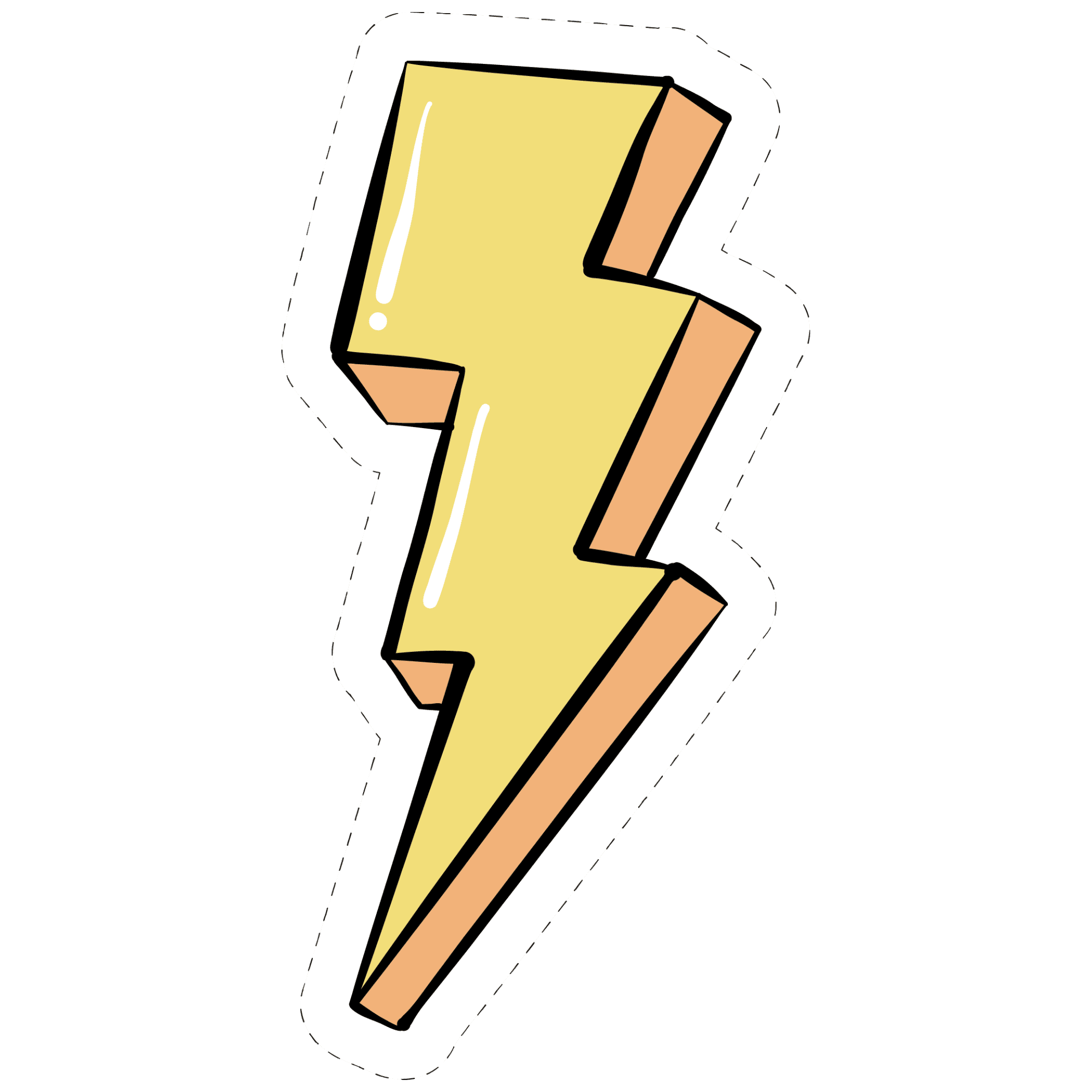 Retro 3D Lightning Bolt Sticker