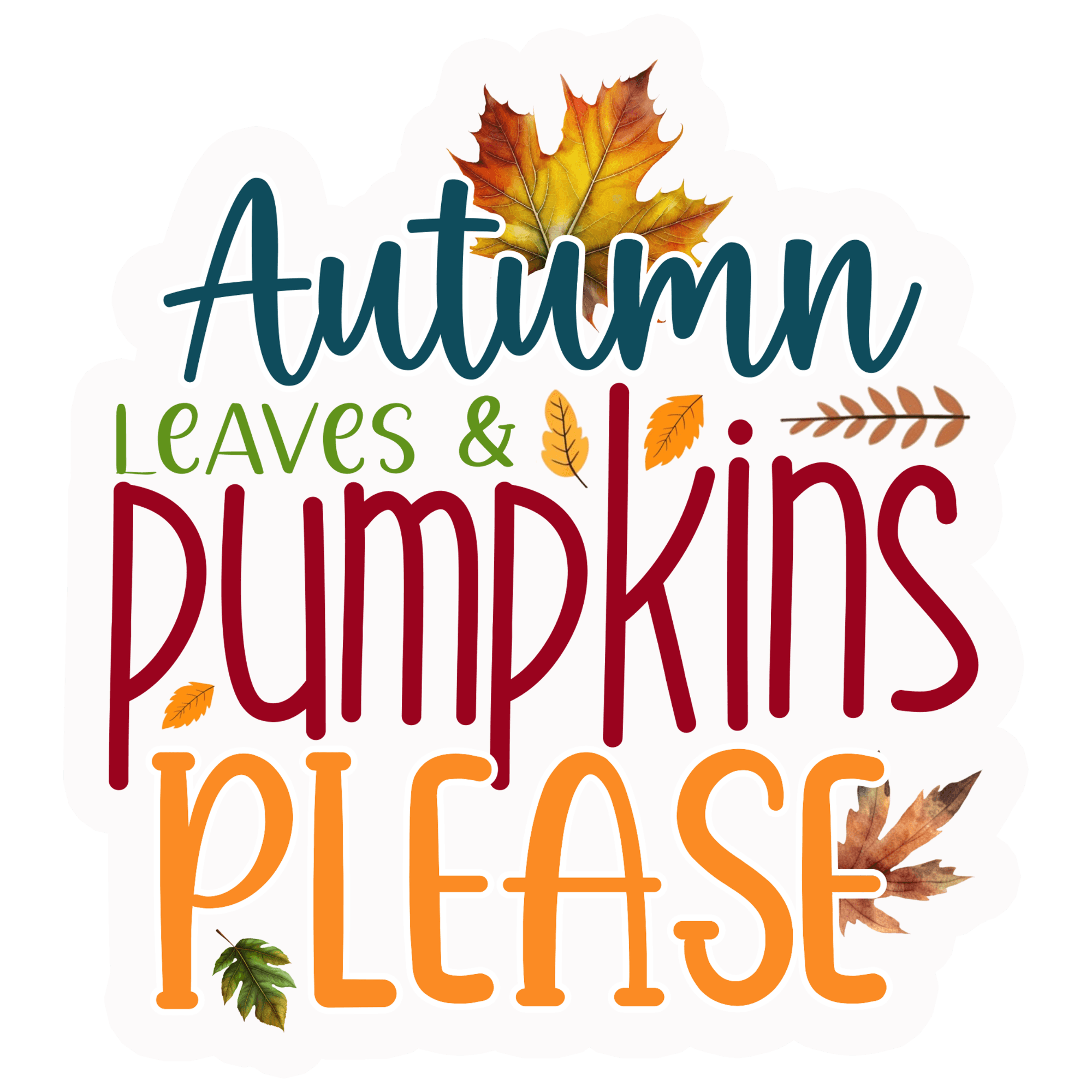 Autumn Leaves & Pumpkins Please Sticker