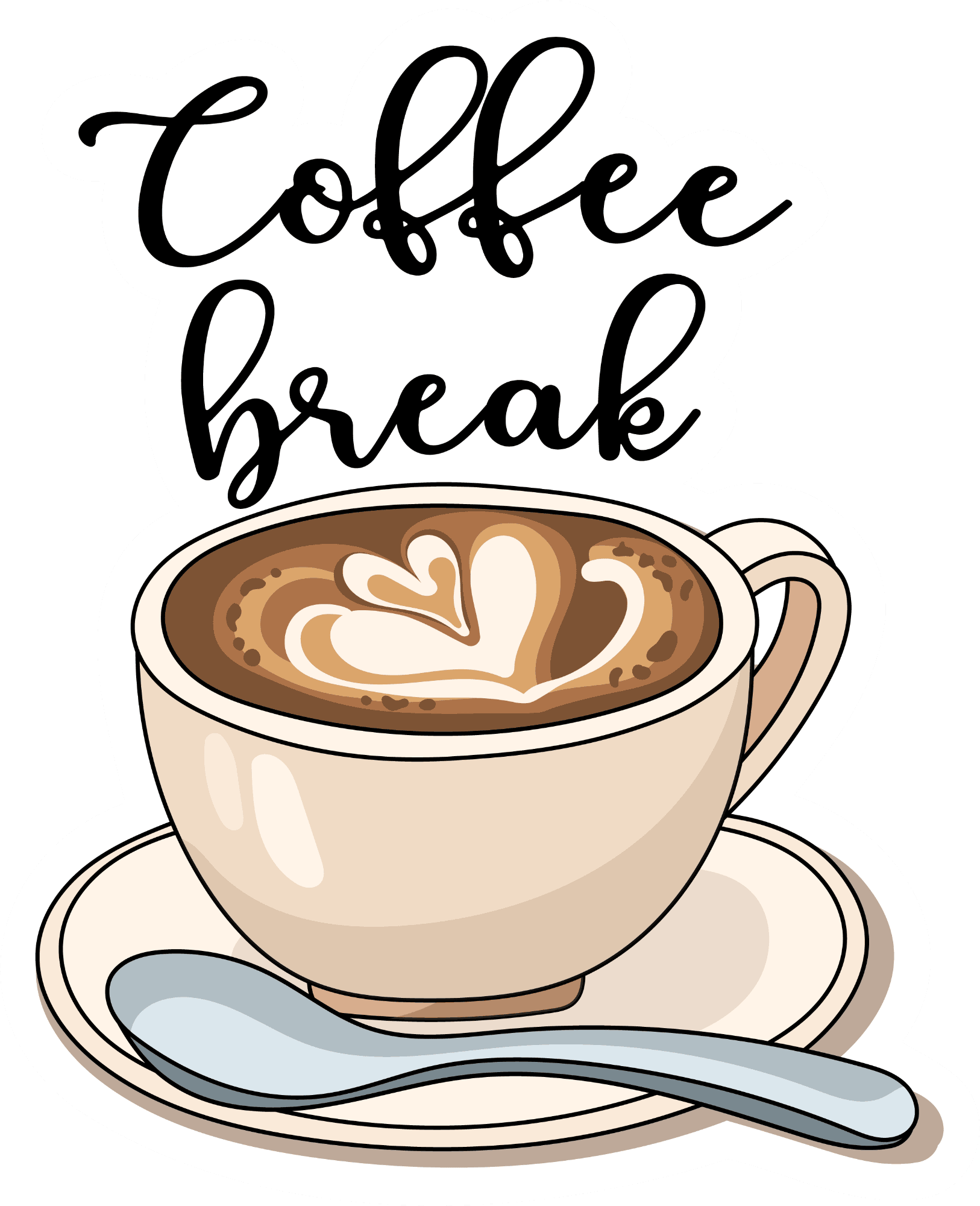 Coffee Break Latte Heart Sticker