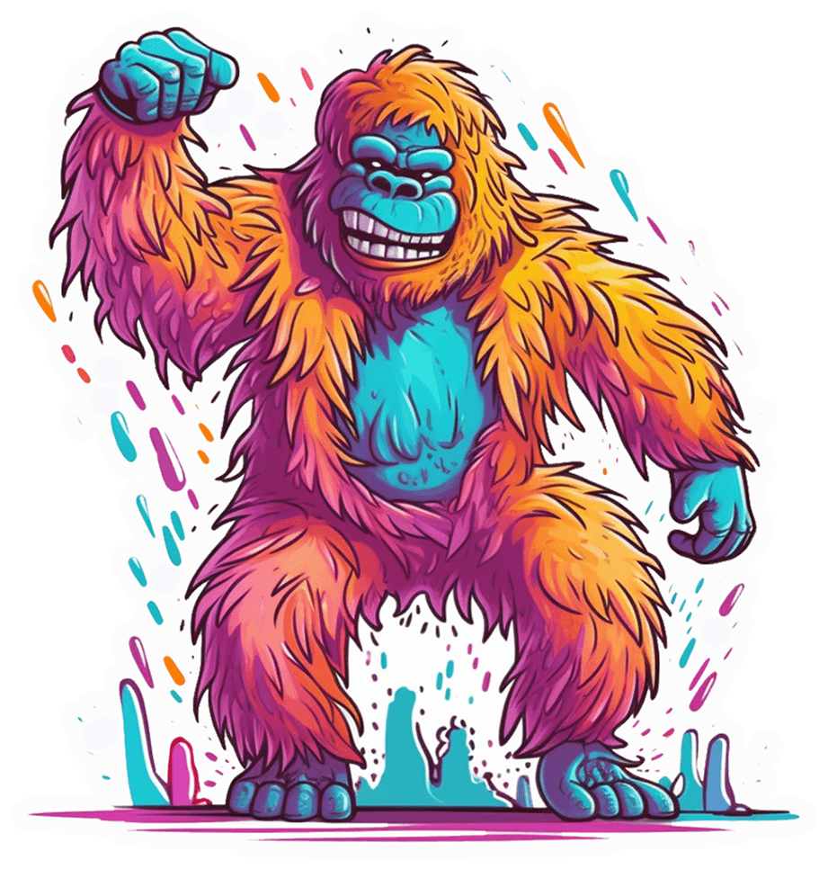 Neon Chest-Thump Gorilla Sticker