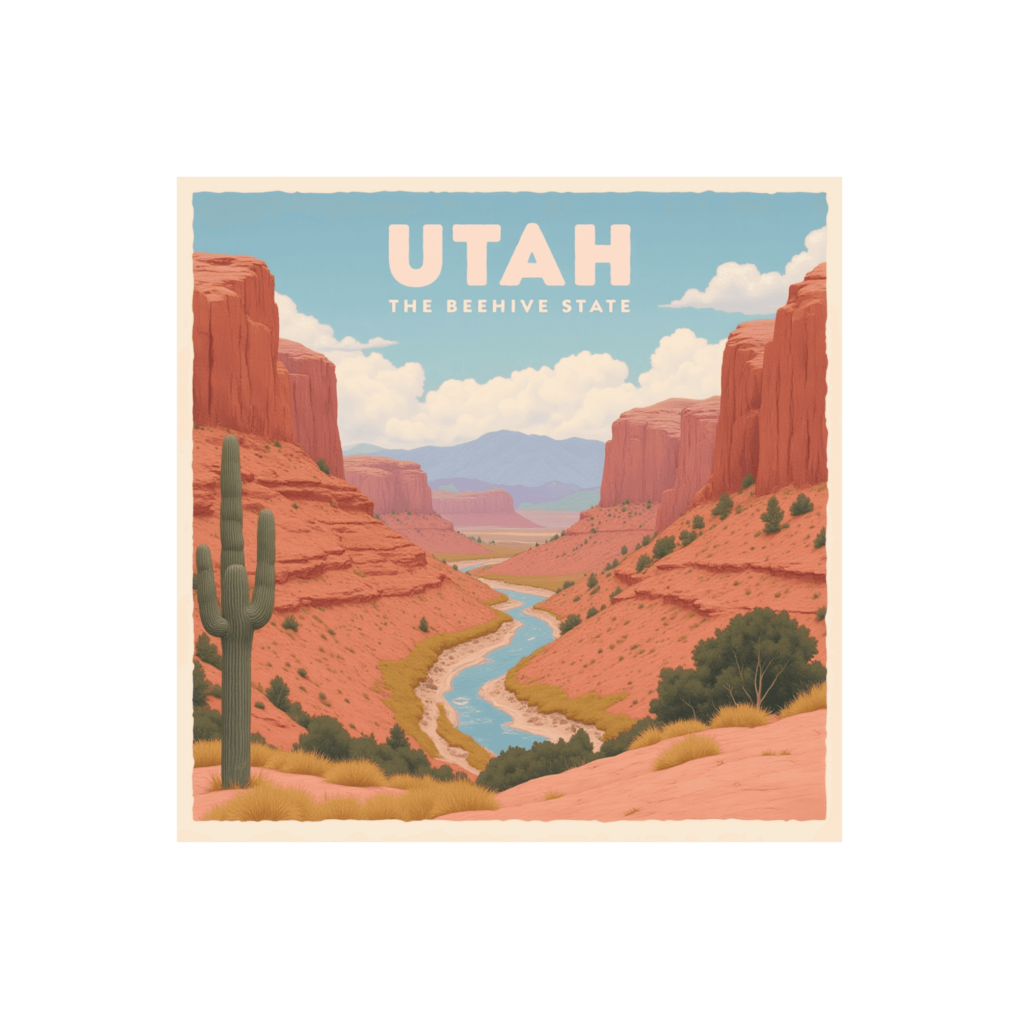 Utah Red Canyon Retro Travel Sticker